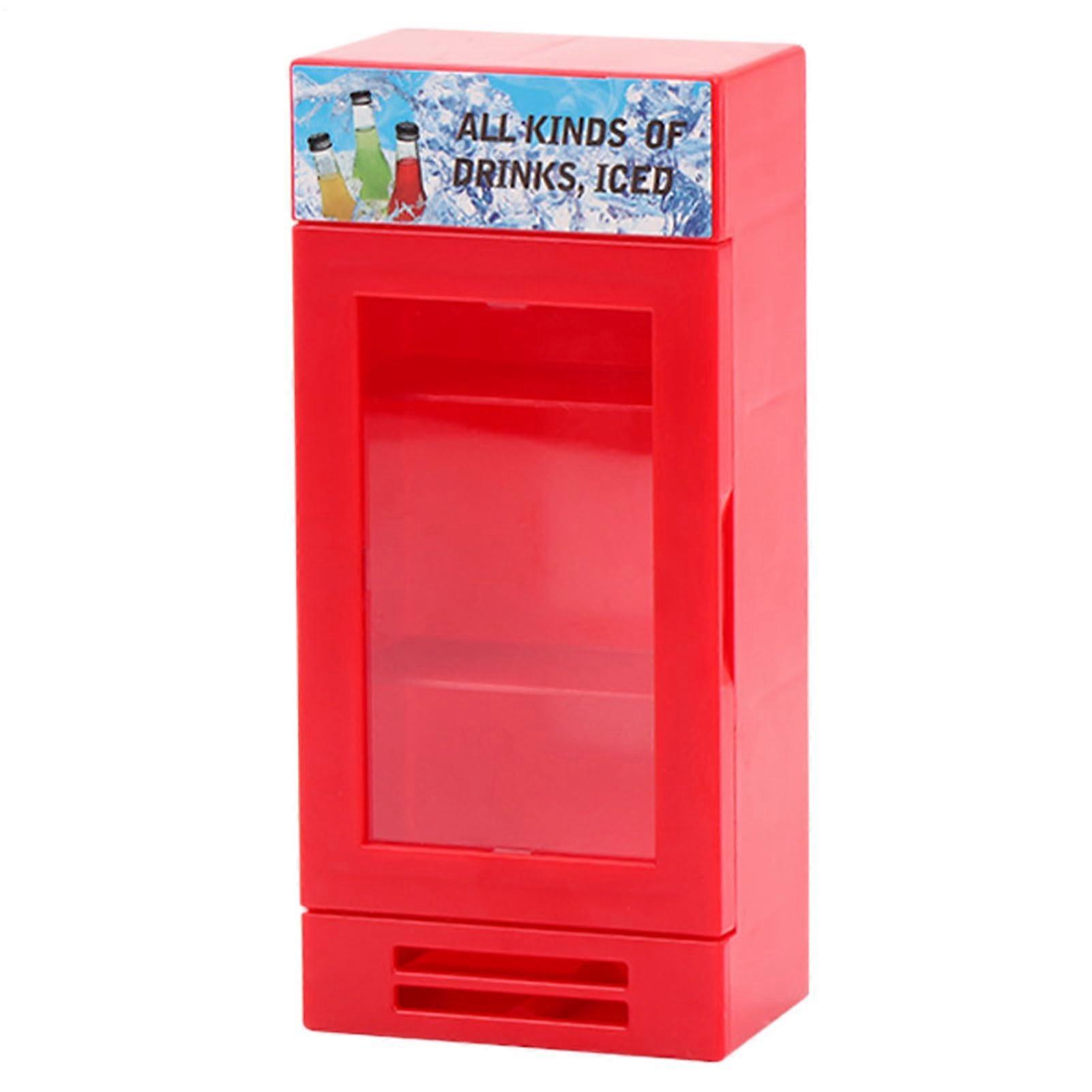 Toy Refrigerator for Kids Mini Drink Fridge, Decorative Cola Machine for Children Girls Red