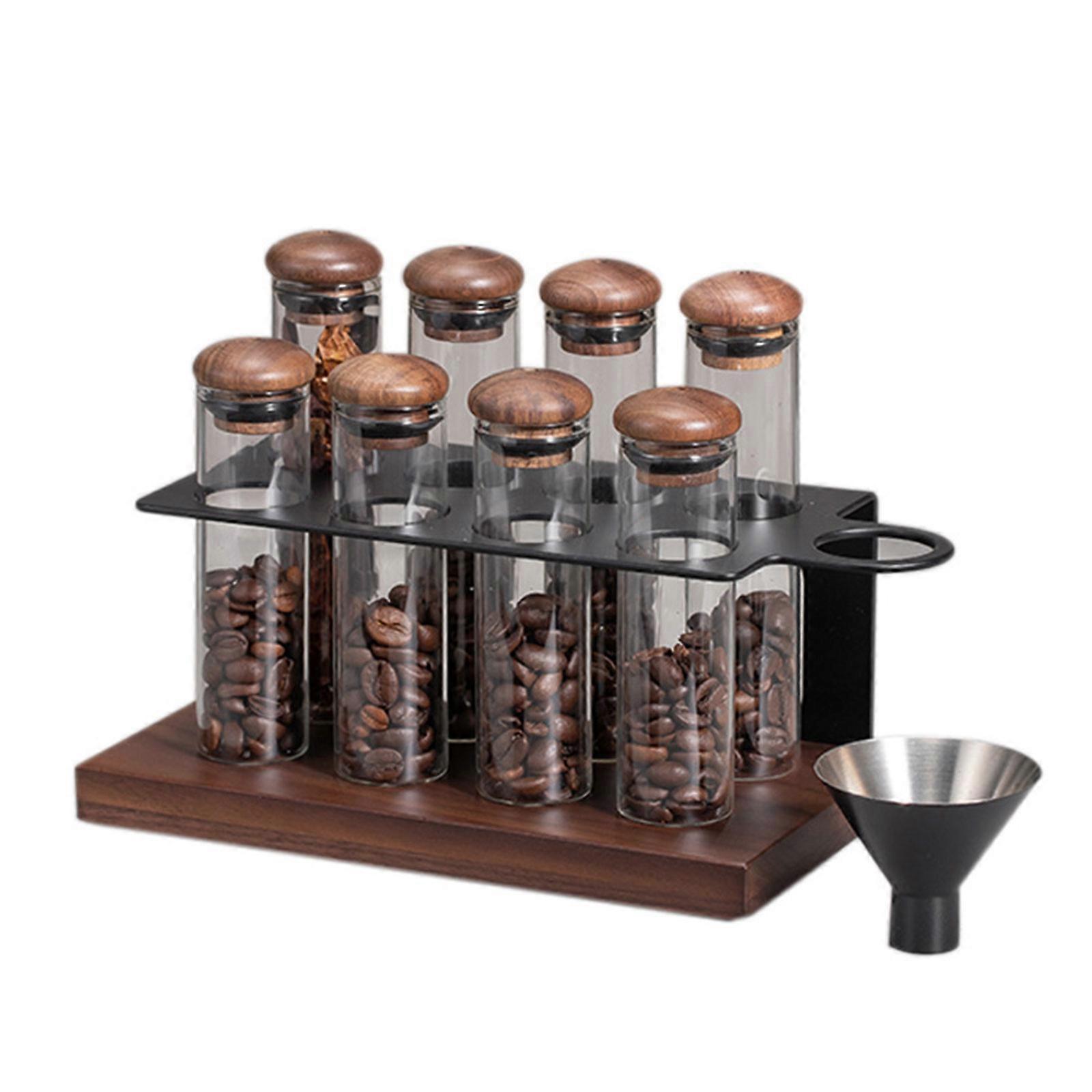 Contenitore per caffè in legno e vetro con tecnologia di sfiato anti ossidazione e design di stoccaggio in cucina portatile multicolore