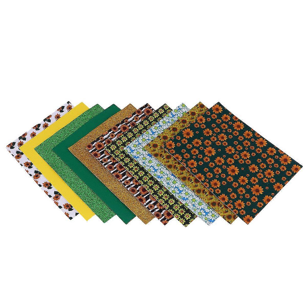 Printed Floral Square Felt Sheets Craft Assorted Color Rectangle Fashionable 10Pcs