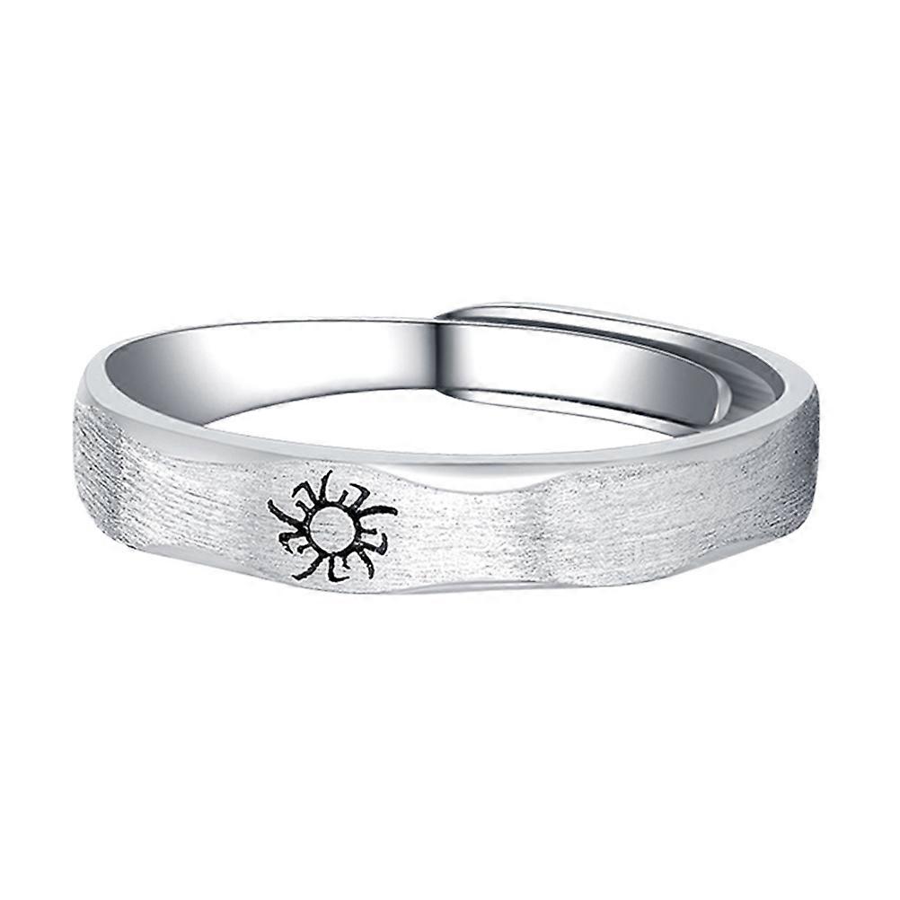Adjustable Couple Ring Silver Moon and Sun Patterns Engagement Jewelry 1Pc