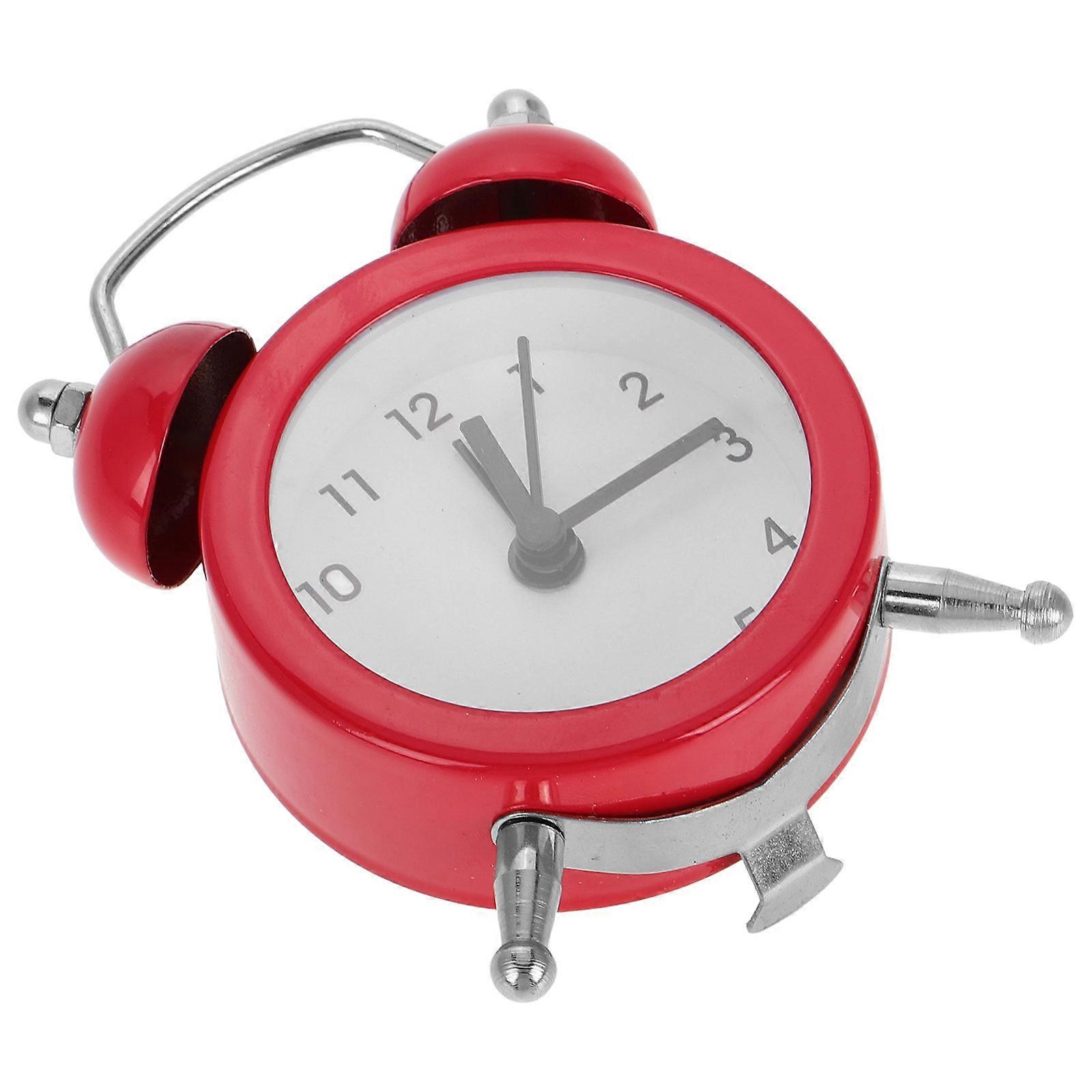 Red Metal Alarm Clock for Quiet and Home Decoration, Mini Clock for Kids, 4.3 Inches