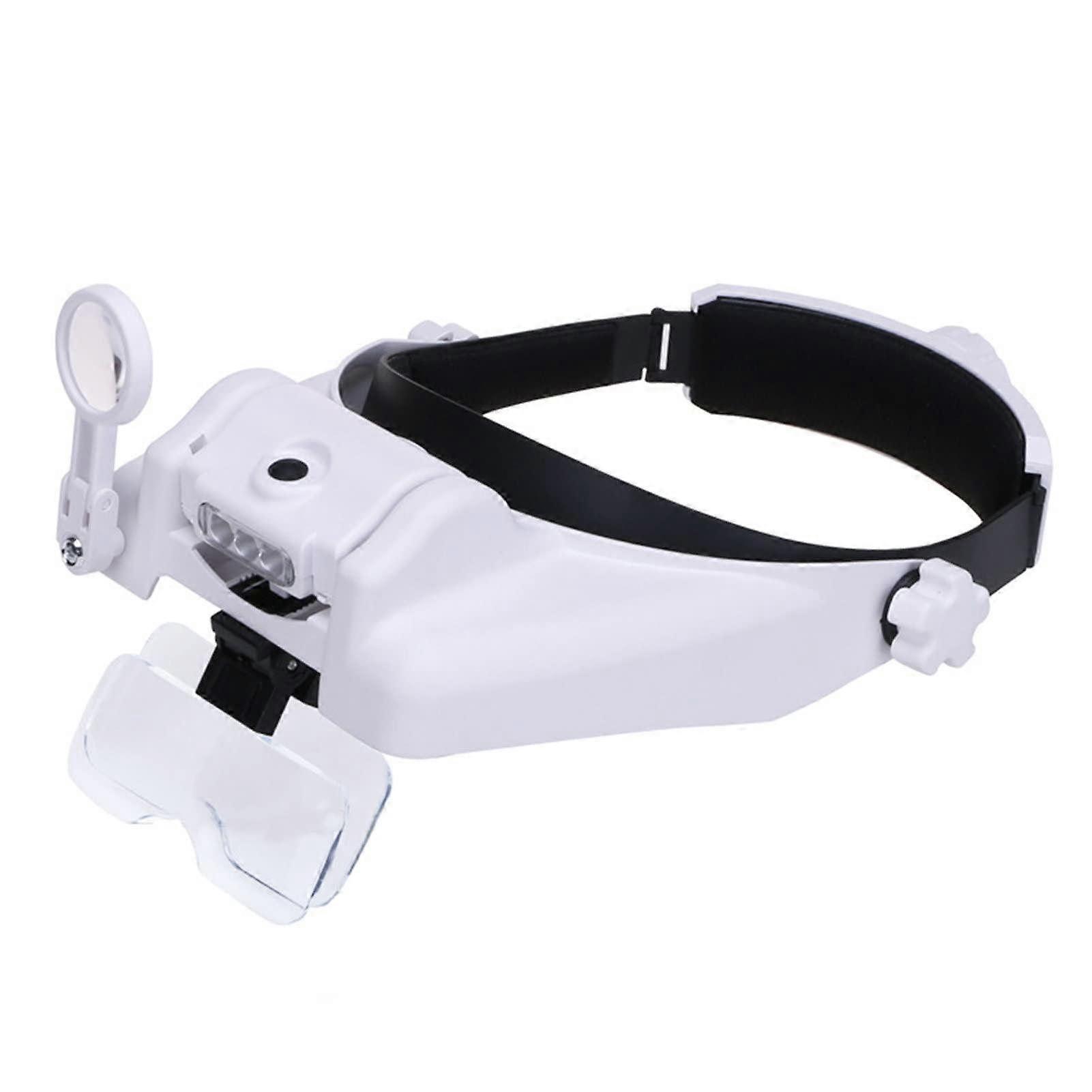 Headband Magnifier with LED Light, Hands-Free Loupe for Reading and Electronic Repair, 6 Removable Lenses 1.0X to 3.5X