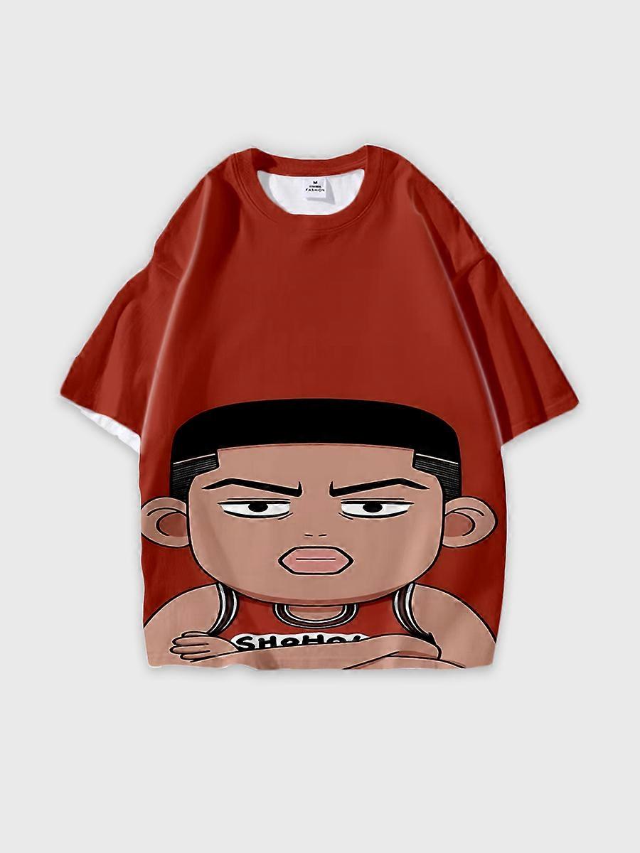 T-shirt round neck Role Pattern loose short sleeve C113