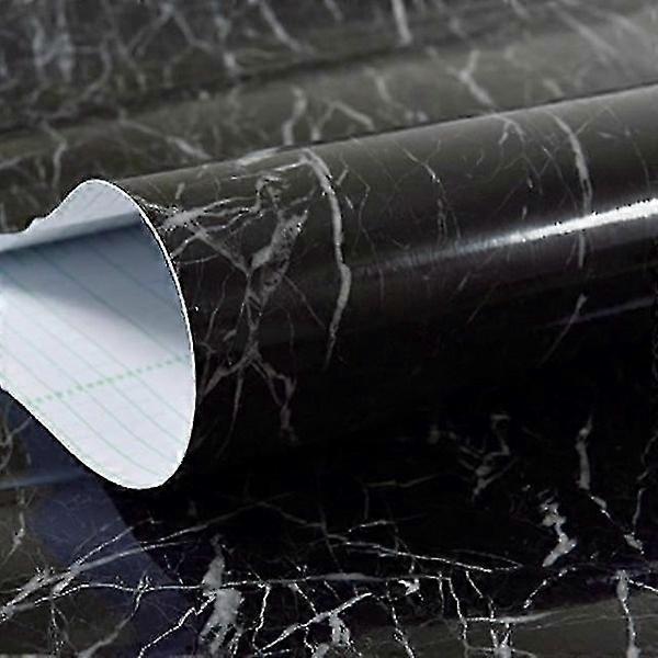 Selbstklebende, wasserfeste, ablösbare Vinyltapete Marmor Jazz Schwarz 40cm x 1m