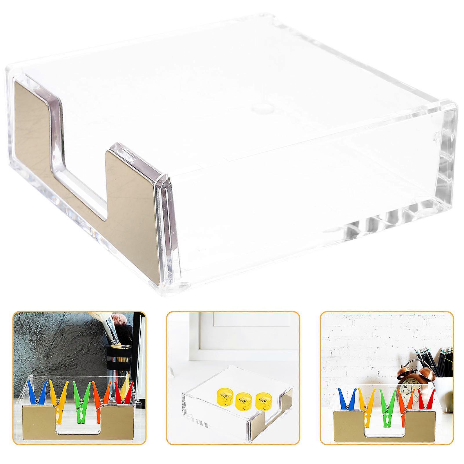 Golden Acrylic Desk Organizer for Storage Memo Pad Business Card Stand Multiple Holder 5.1 x 4.1 x 2.1 Inches