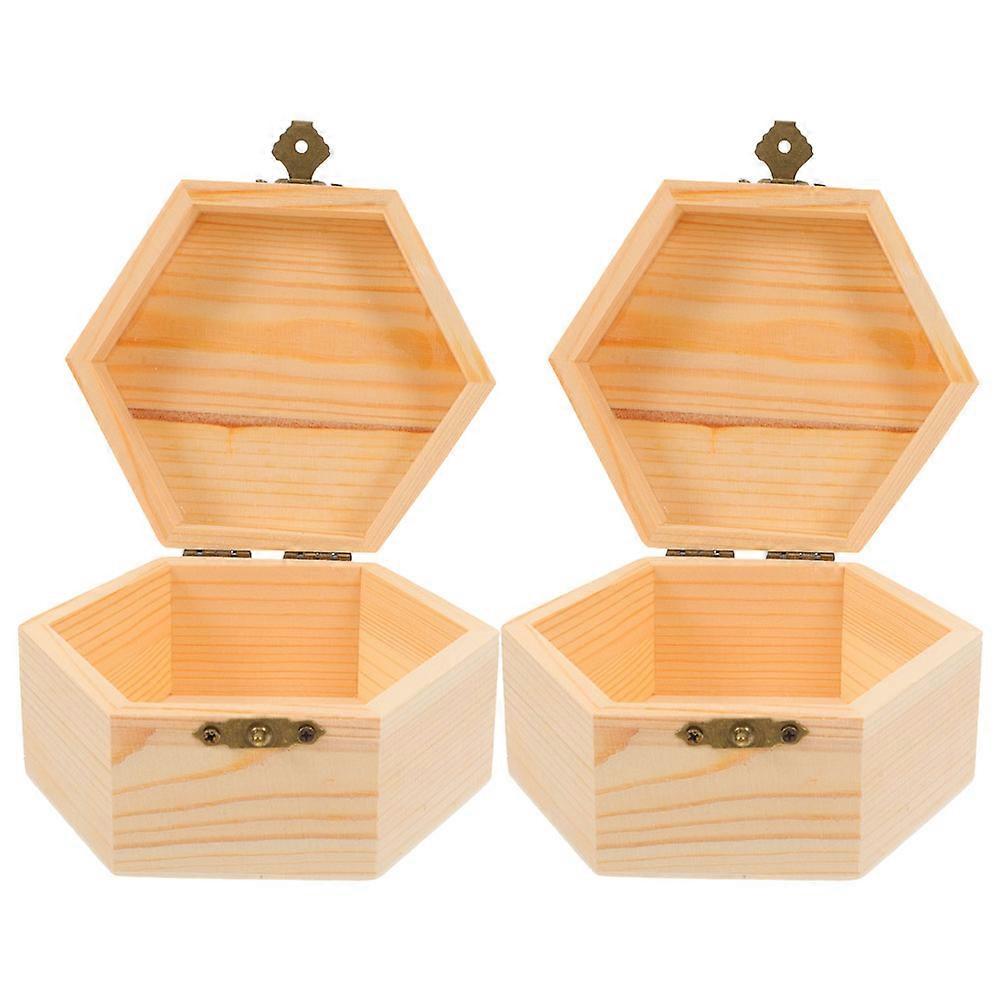 Elegant Beige Wooden Box for Home Use Portable Small Wood Storage Container 2 Pieces
