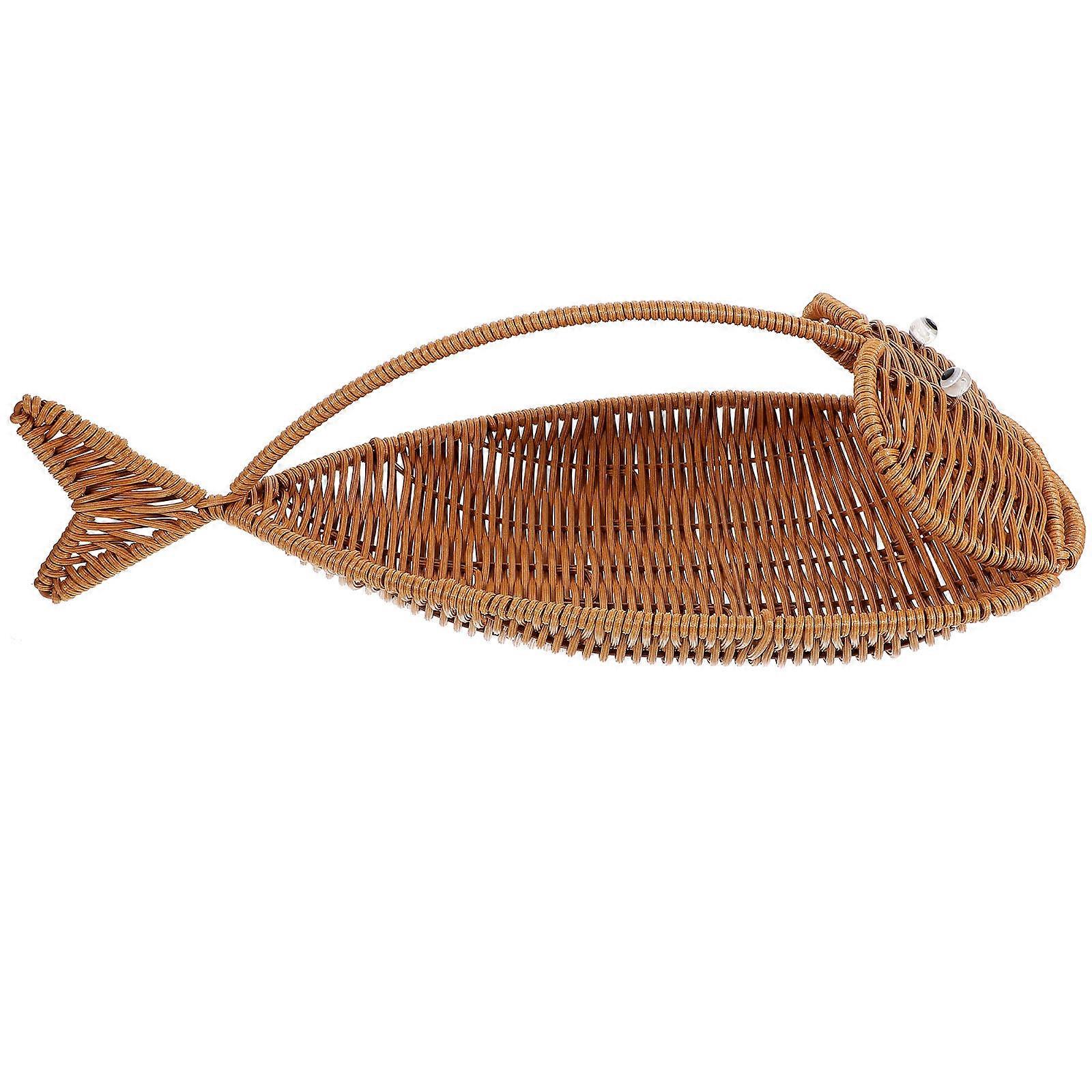 Fish Shaped Imitation Rattan Storage Basket – Versatile Food Serving Holder for Home, Kitchen & Party Use – Unique Decorative Design with Fine