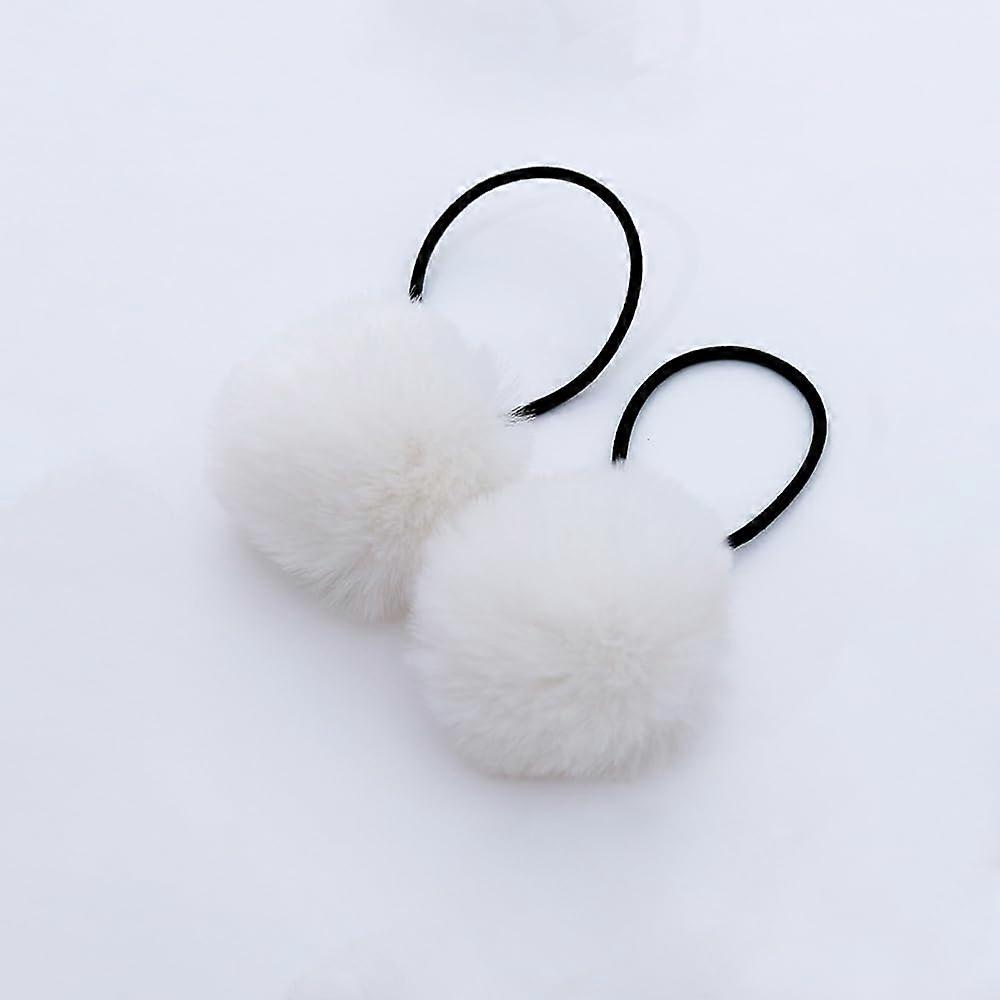Plush Ball Hair Band for Kids and Adults, Cartoon Otter Rabbit Design, 12cm Elastic Pom Pom Hair Accessory, Multiple Colors