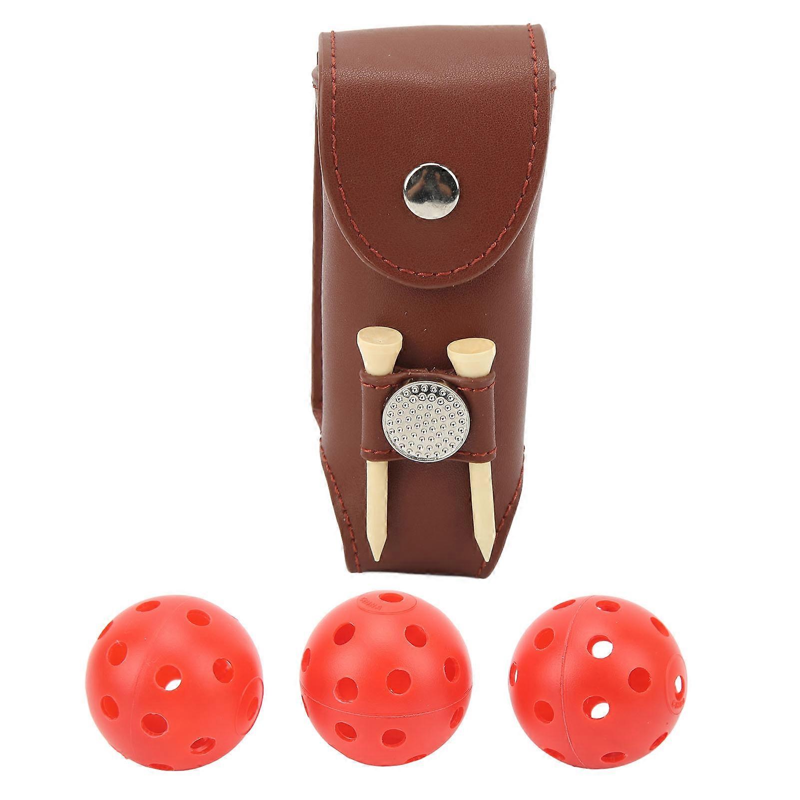 Ball Tee Pouch Läder Magnetiskt Spänne Design Bärbar Bollhållare för 3 Bollar