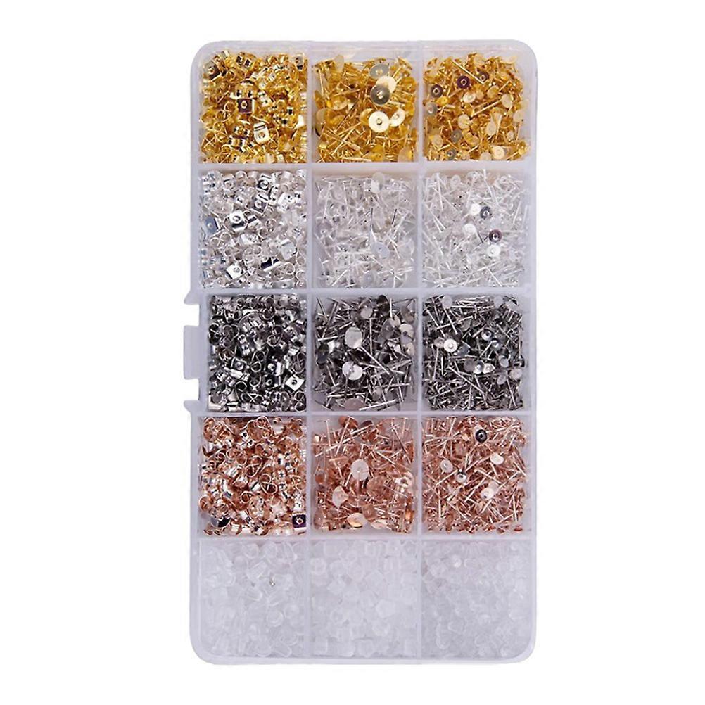 Jewelry Making Supplies with 2600pcs Assorted Color Stainless Steel Earring Backs Plugs Hooks for
