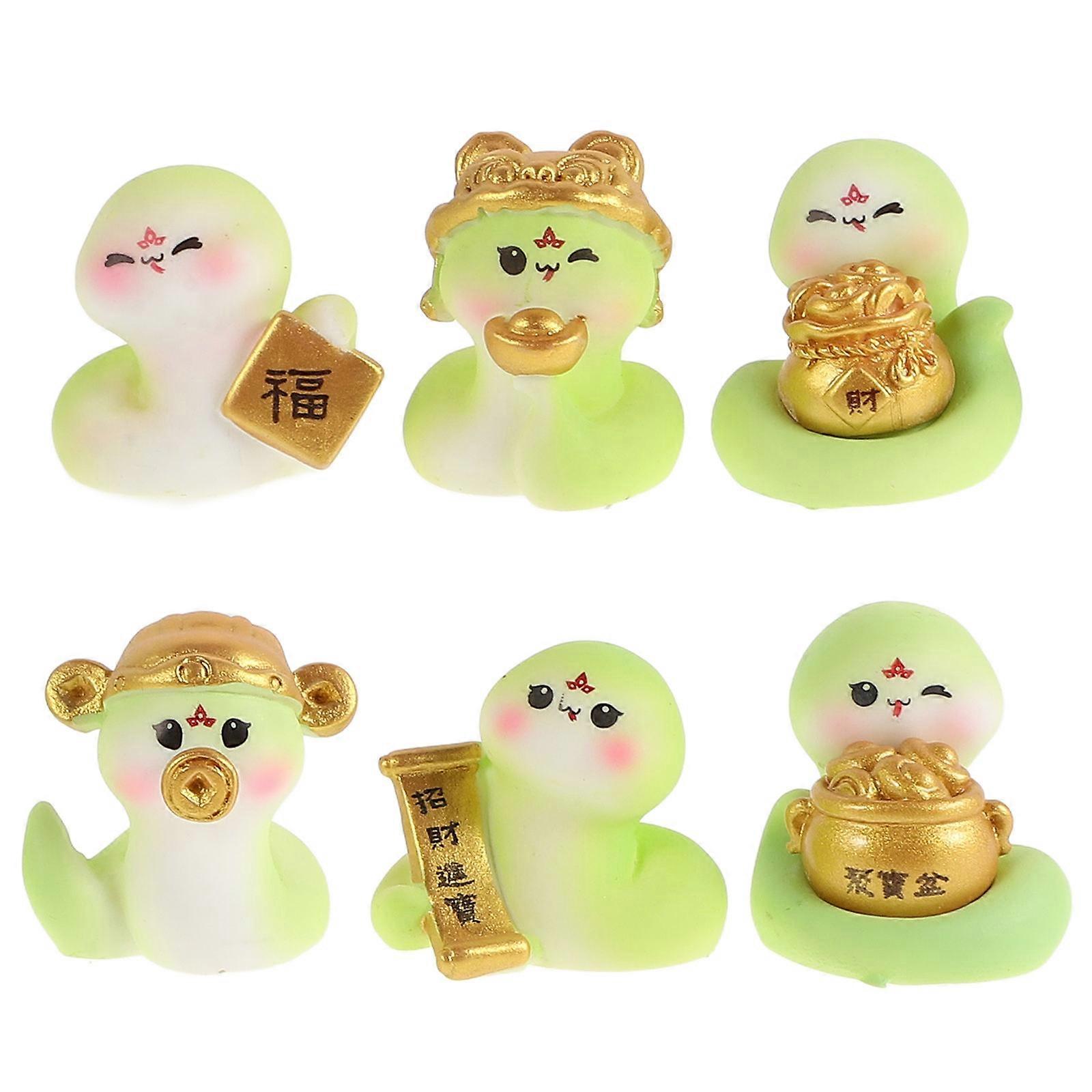 Assorted Color Miniature Snake Statue 6Pcs Zodiac Significance Animal Figures For New Year Celebration Decor