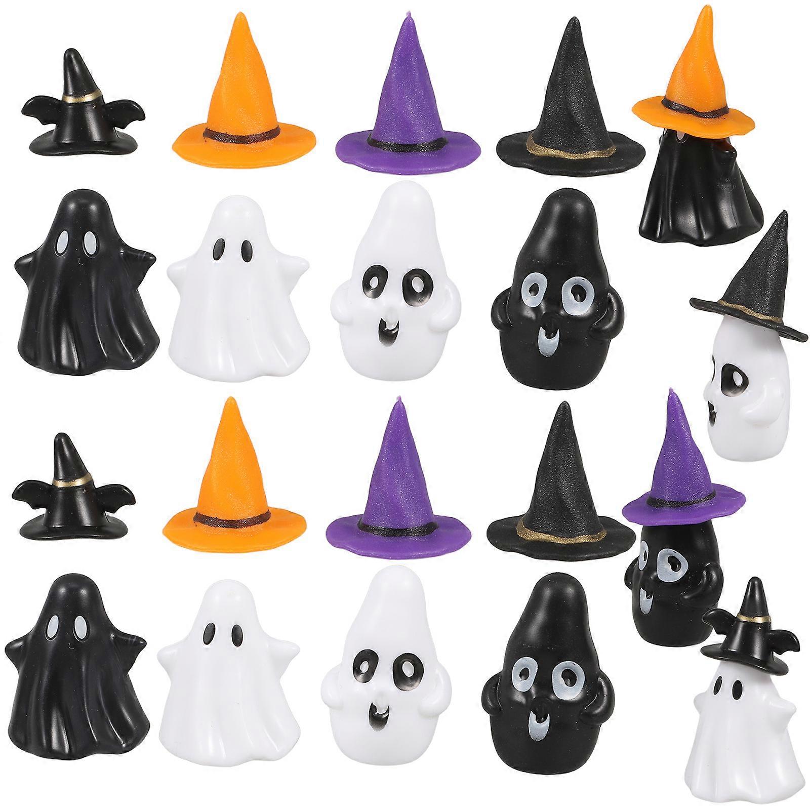 Tiny Ghosts Halloween Miniature Decorations Witch Hat Set 12 Pieces for DIY