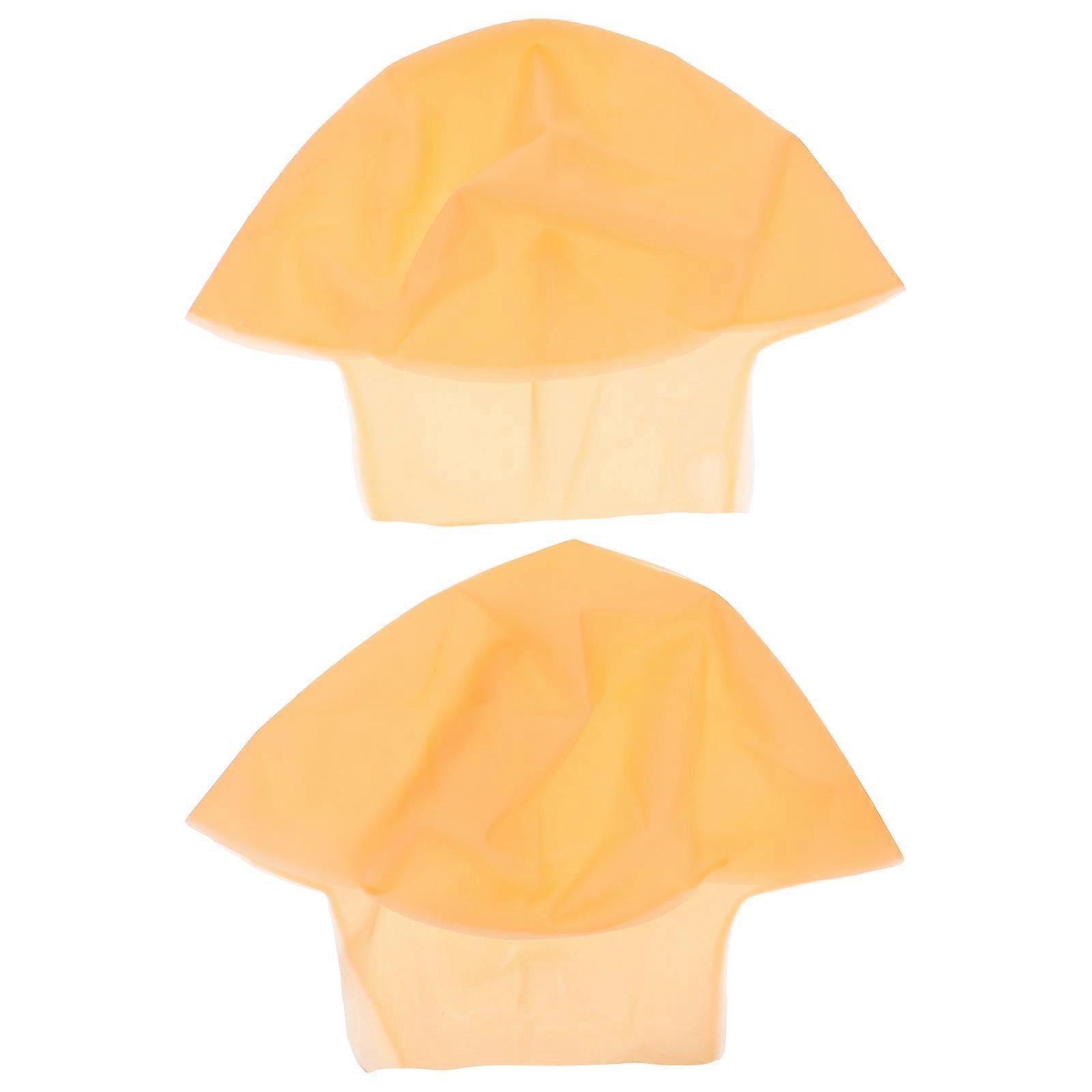 2pcs Bald Caps for Halloween Parties, Realistic Skin Tone Makeup Accessory for Cosplay and Costume Events, Fun and Convincing Bald Head Design