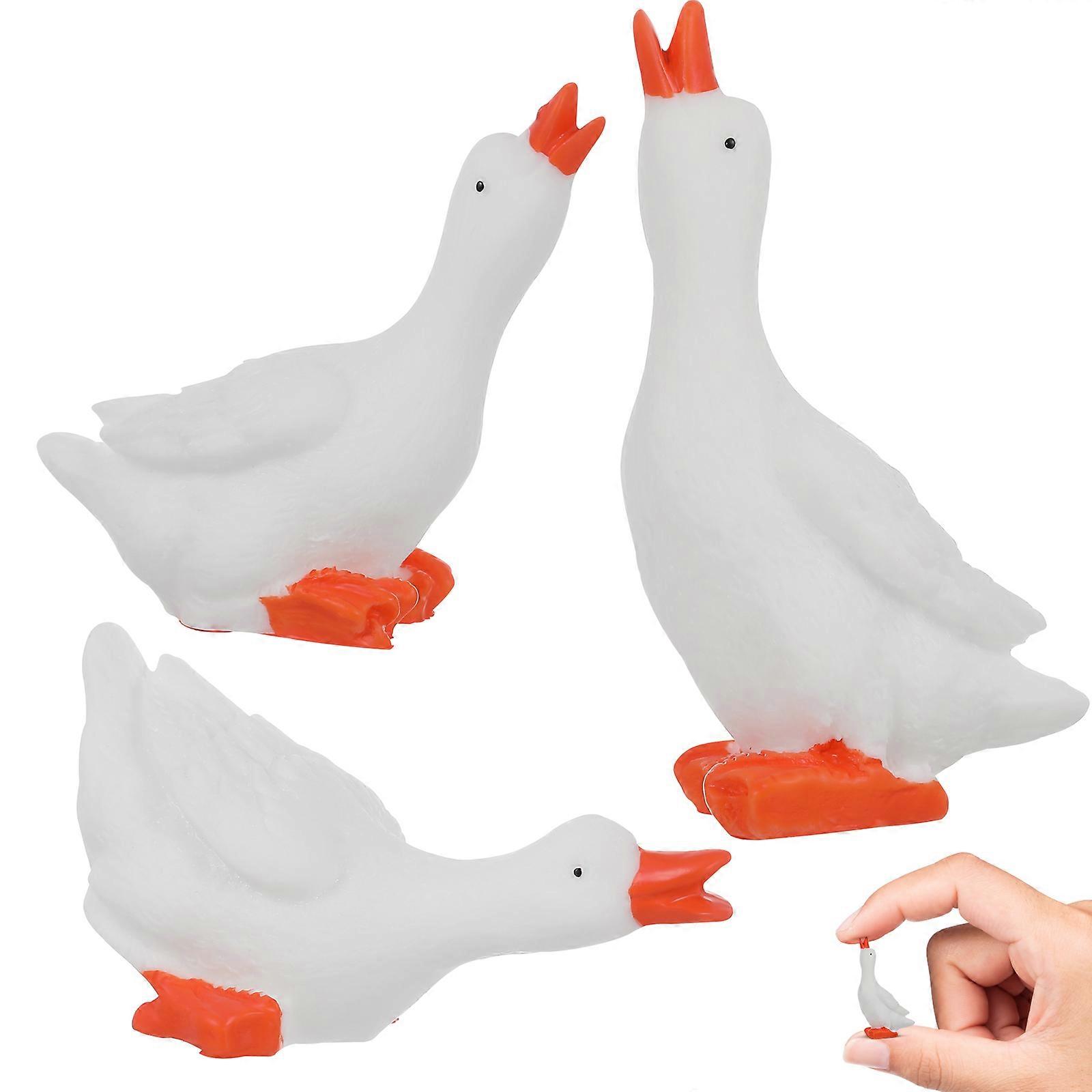 12Pcs Assorted Color Miniature Goose Statues Resin Figures for Home Decor and Imaginative Play