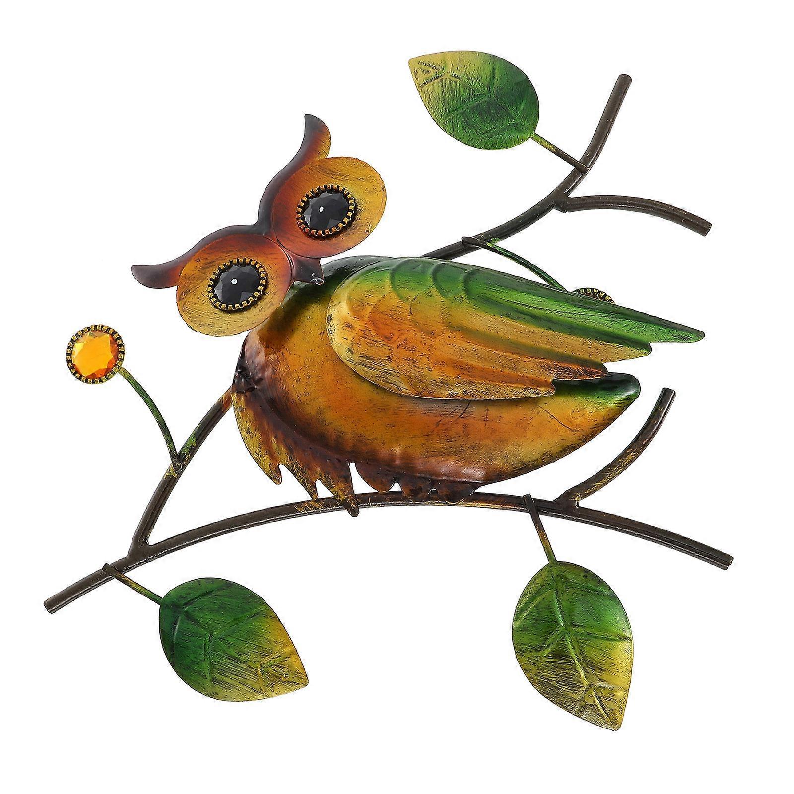 Wrought Iron Hanging Owl Art for Decor Green Color Adds Rustic Charm to Any Wall 6 x 8.5 Inches