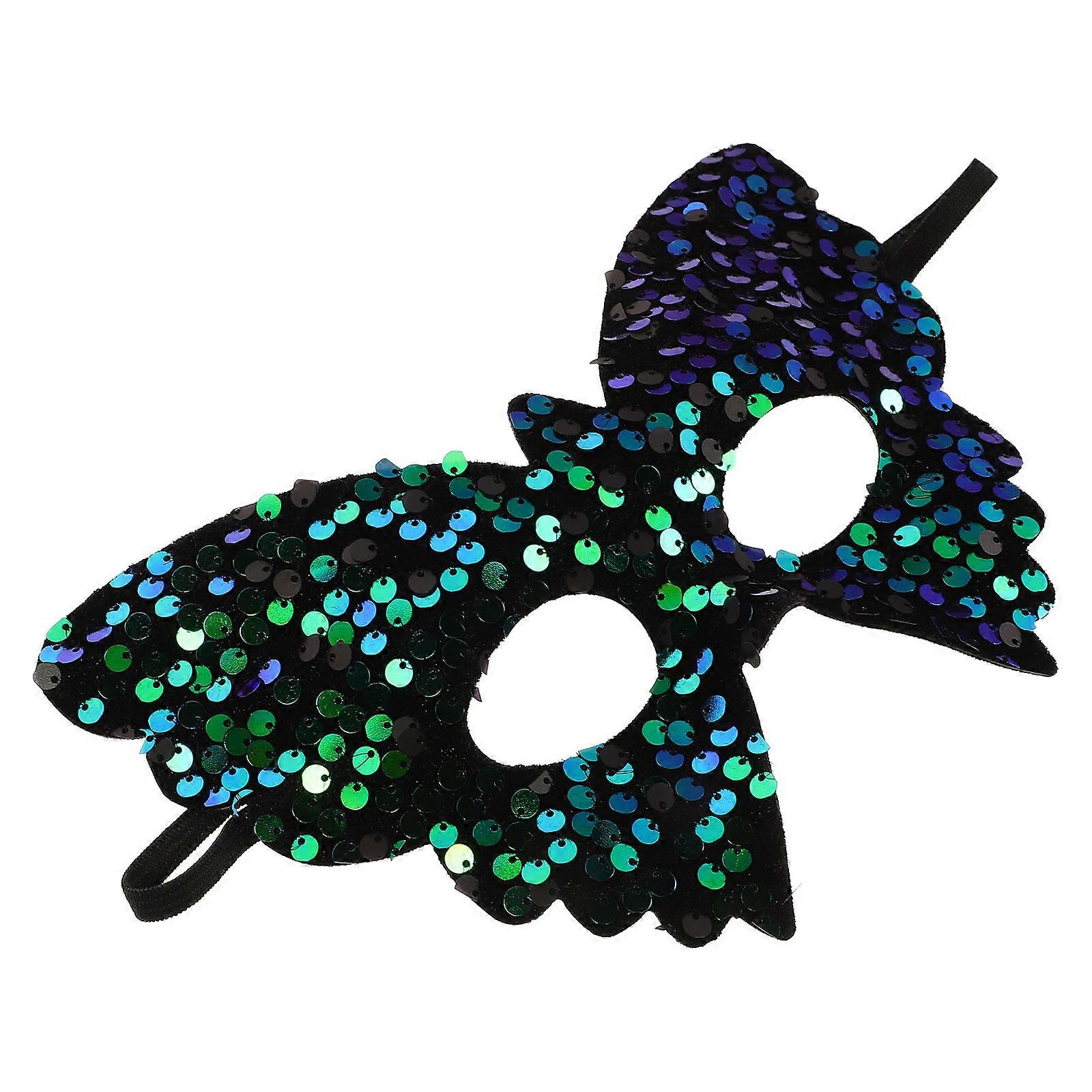 Inspired Half Face Mask For Women Halloween Parties Sparkling Costume Accessory Green 1Pcs