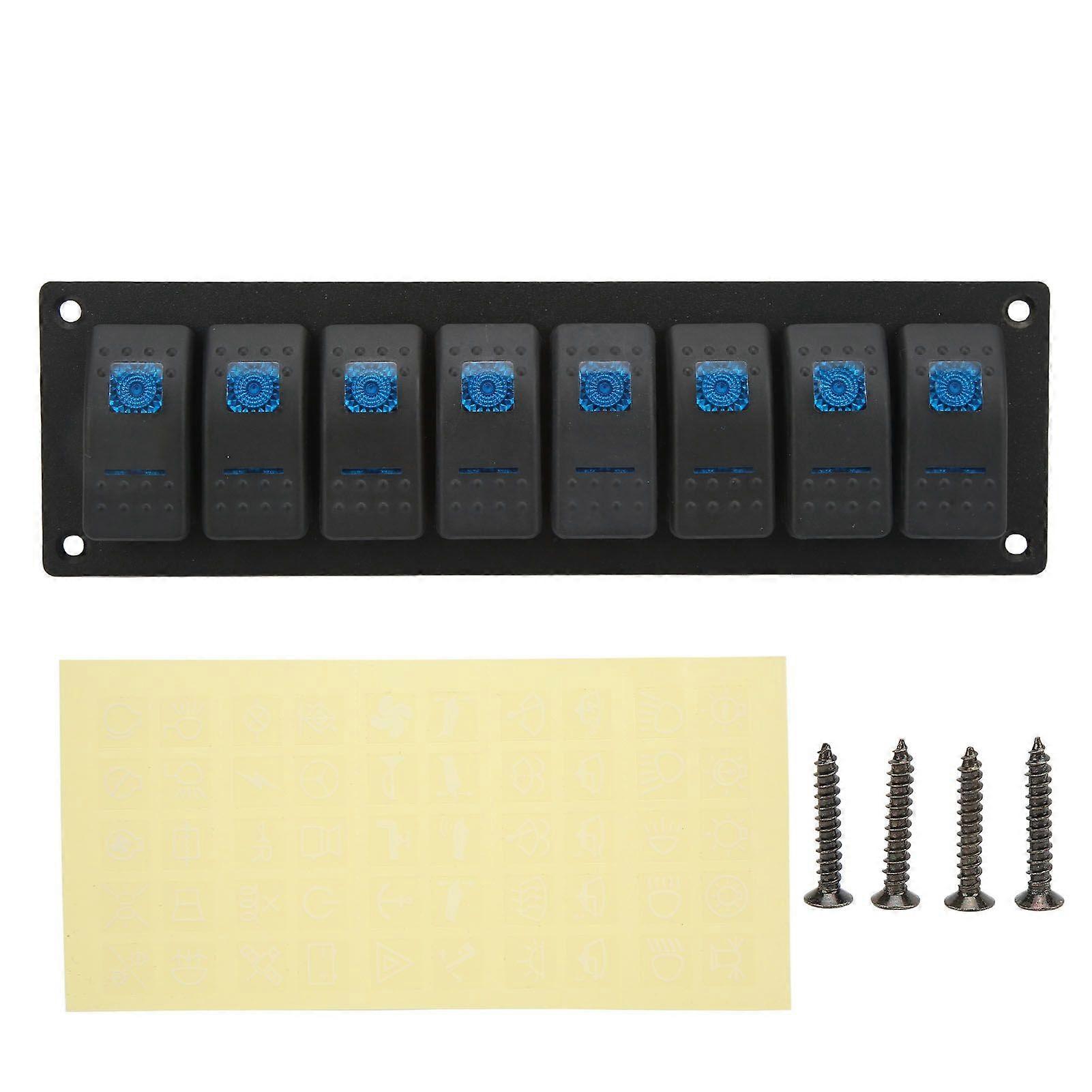 8 gang rocker switch panel IP66 waterproof 12 24V DC for RV