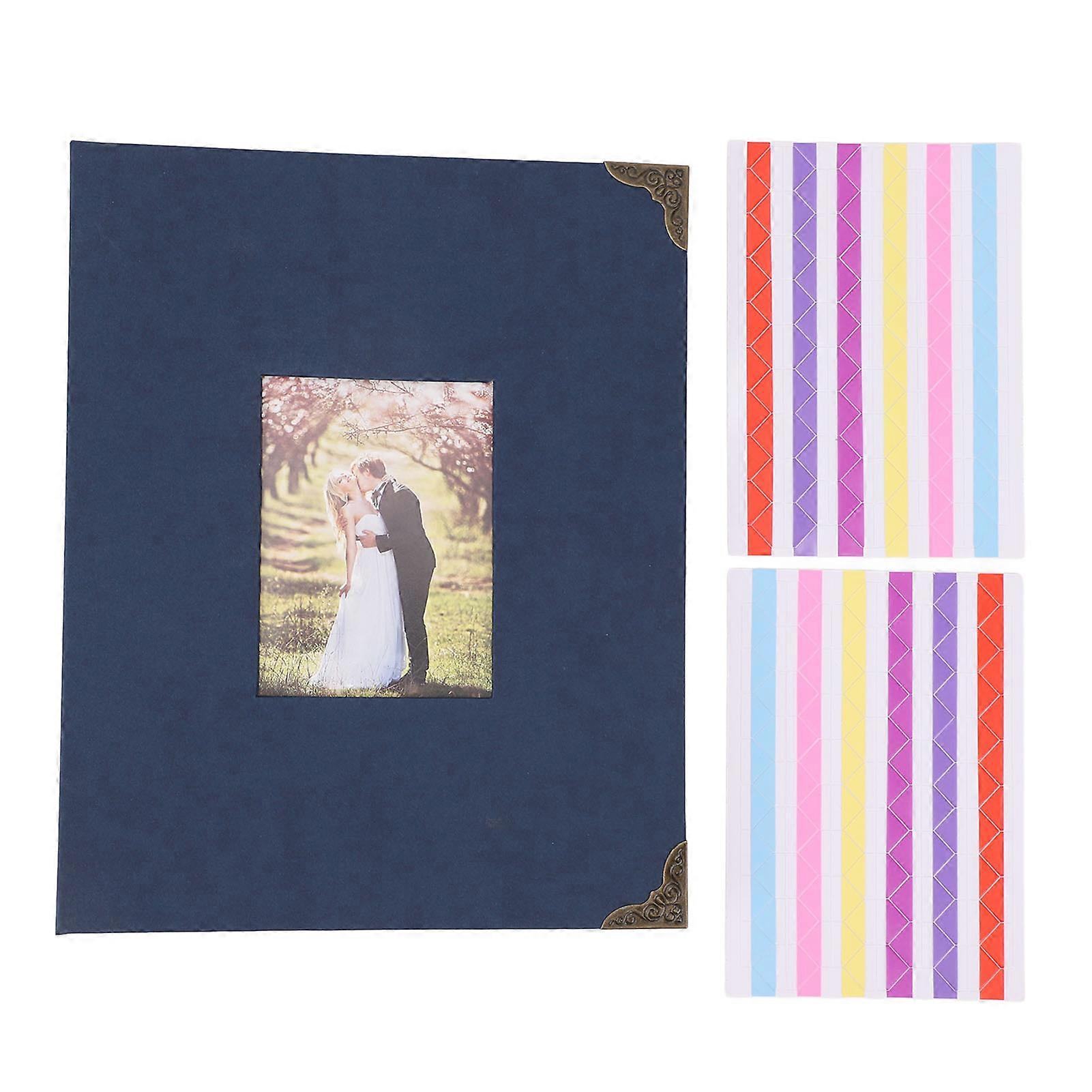 Baby Photo Album with Front Window Baby Photo Keepsake DIY Black Inner Page Scrapbooking Baby Memory Book Blue