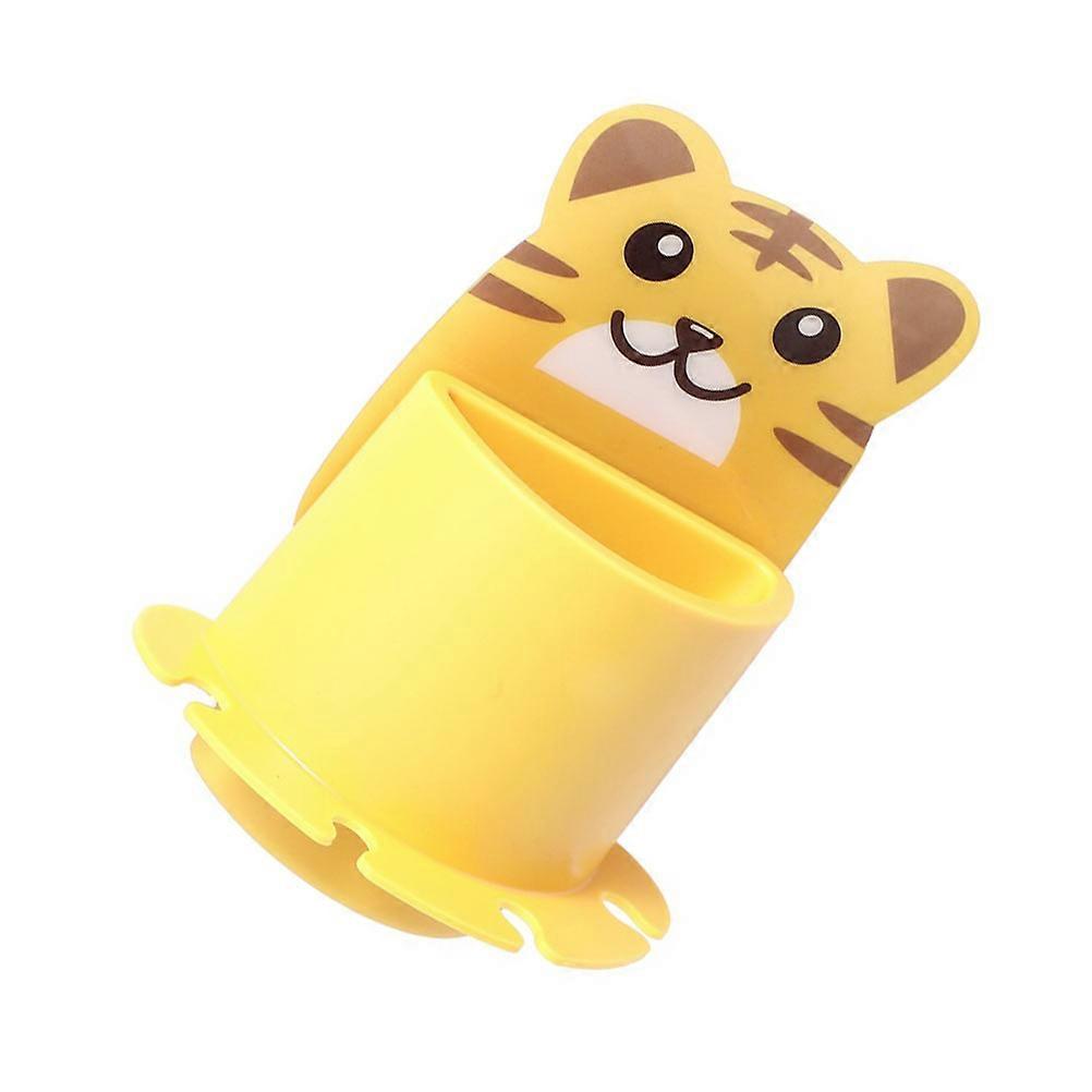 Yellow Plastic Bathroom Wall Rack Selfadhesive Toothbrush and Toothpaste Storage Shelf Compact Size