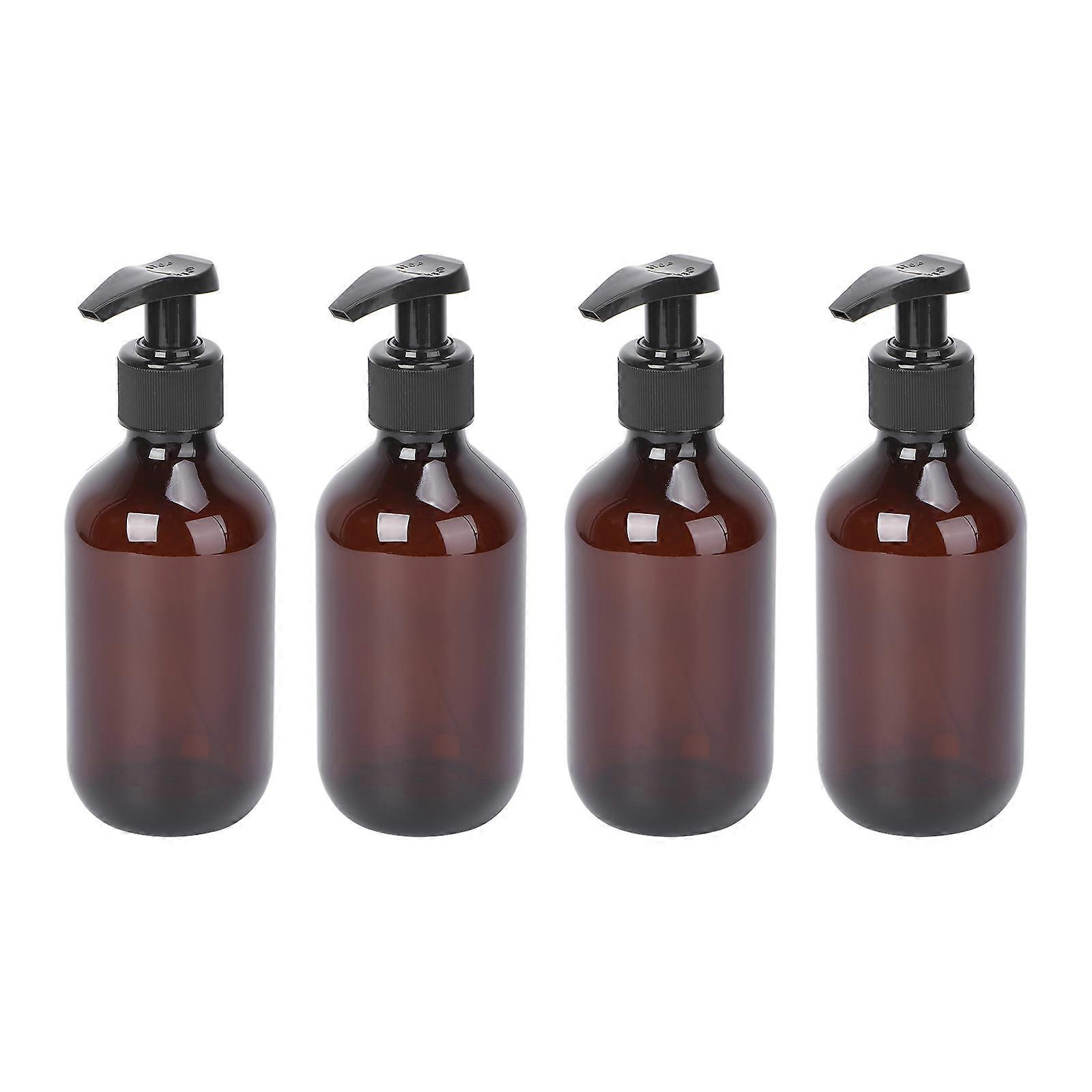 Brown Plastic Lotion Bottle for Storage 4 Pieces 300ml Each Refillable and Reusable