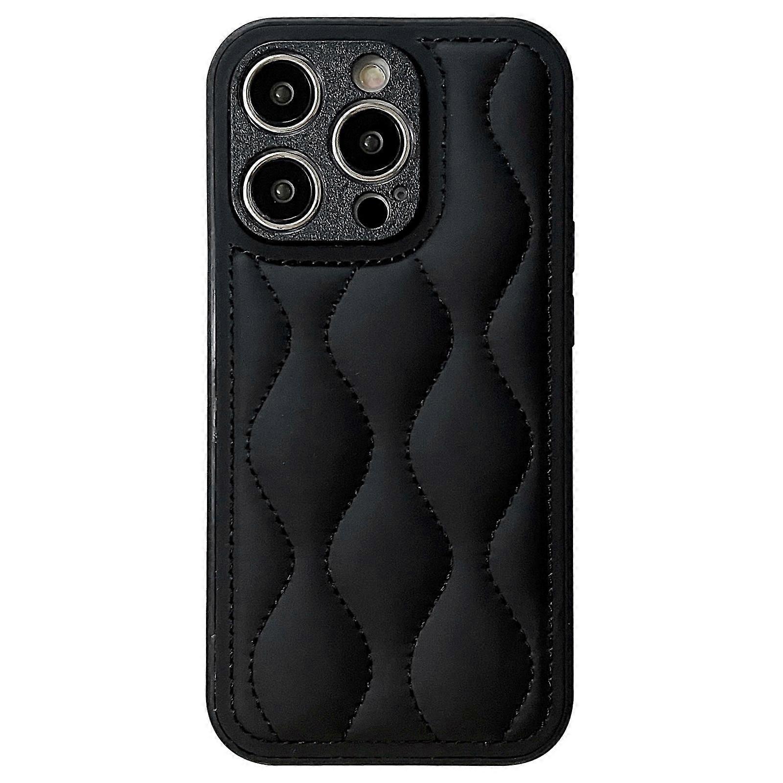För iPhone 12 Pro Fine Hole 8-format Texture Eiderdown Airbag Phone Case