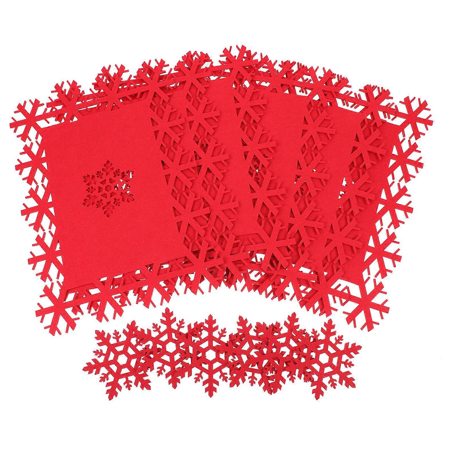 12Pcs Rectangular Tabletop Accessories Coasters Red for Christmas Dining