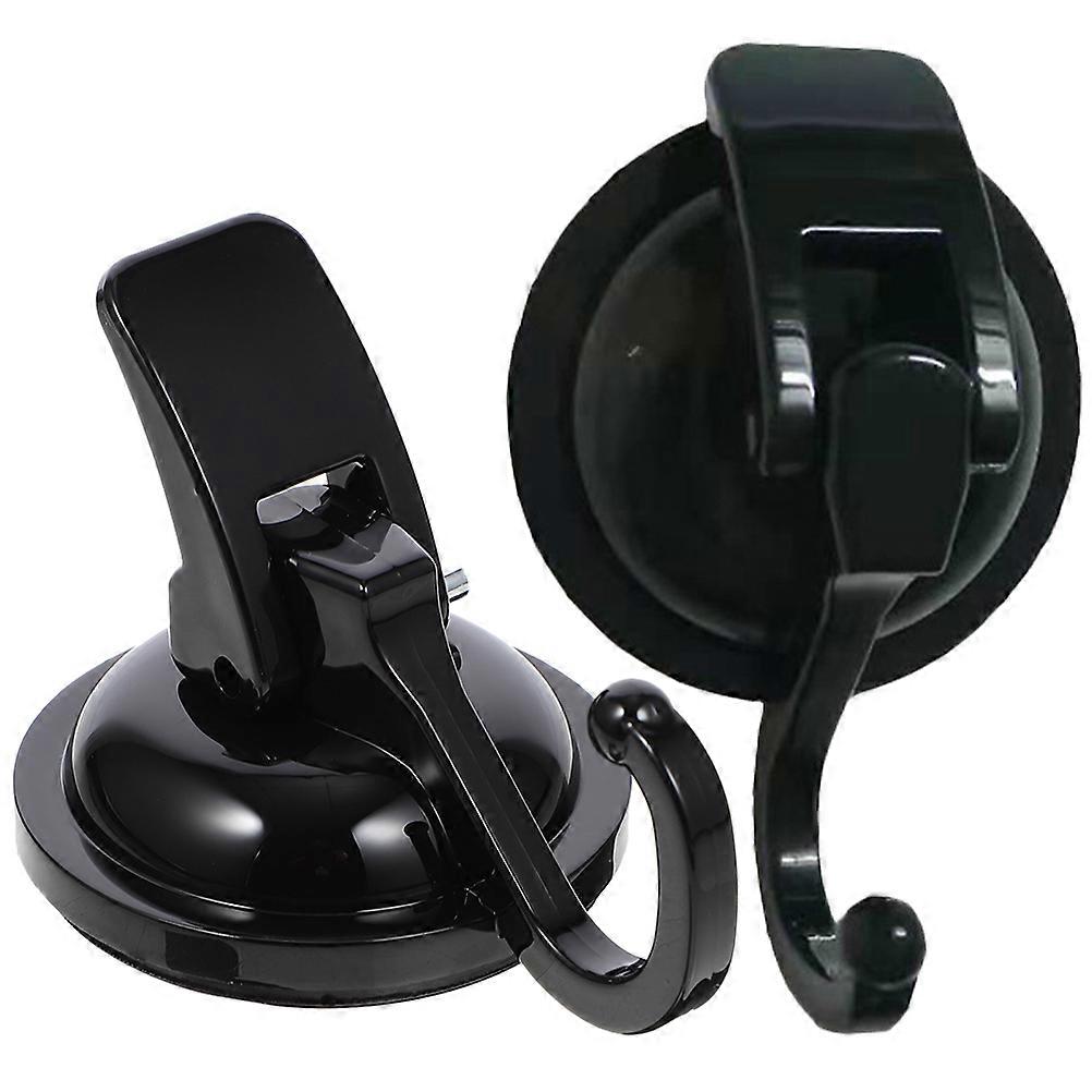 Black Vacuum Suction Cup Hooks Strong Adhesion Towel Hanger Set for Bathroom, Kitchen & Glass Walls (2pcs)