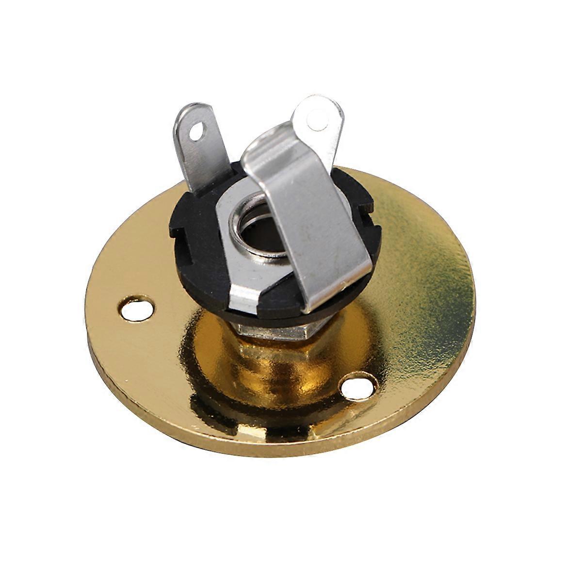 Professional Round Guitar Jack Socket with Mounting Screws, Gold Plated Bass Endpin Jack for Guitar and Bass Instruments
