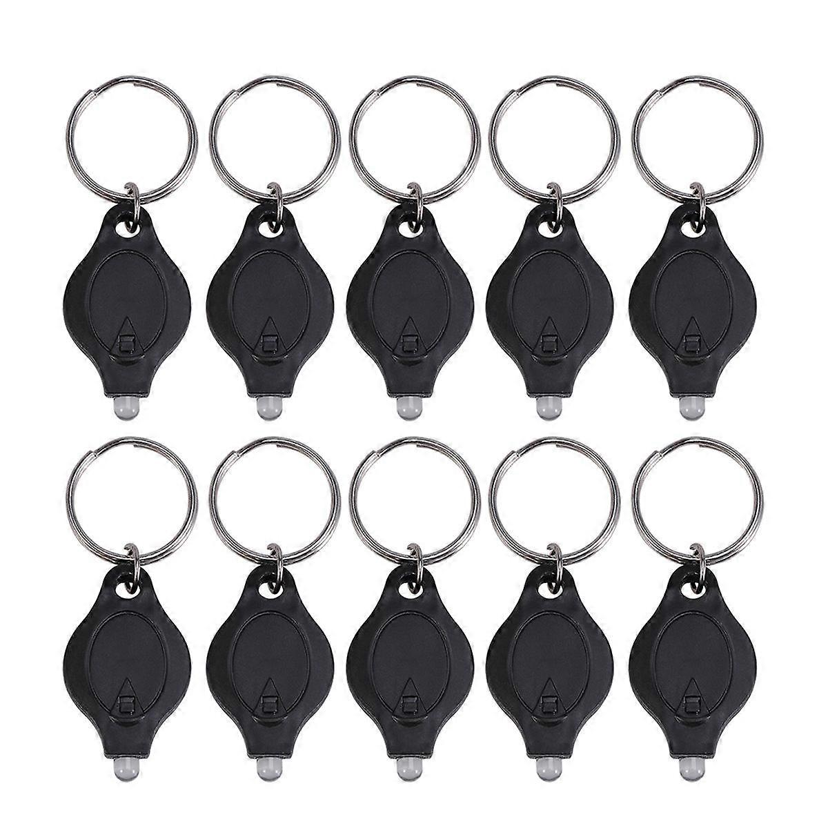 LED Light Keychain Mini Flashlight Torch For Camping Hiking Emergency Black 10Pack