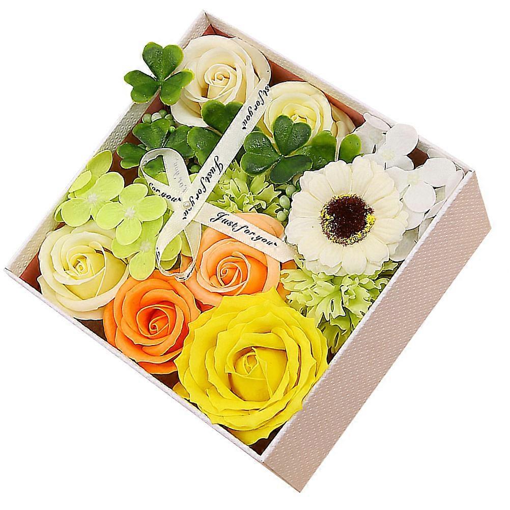 Decoration Soap Flower Box For Lovers On Valentine's Day Featuring Handmade Flowers In A Elegant Green Square Box 1 Set
