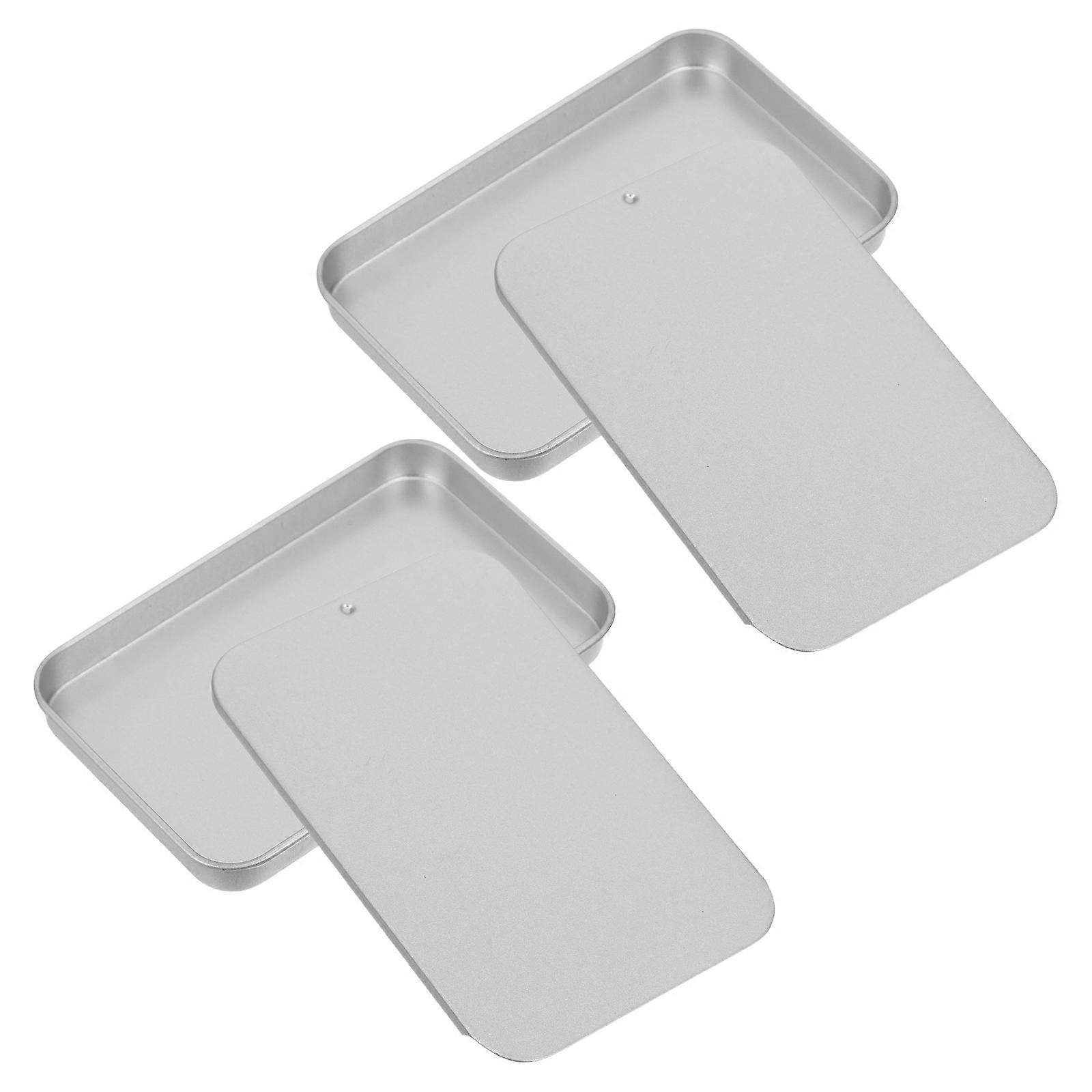 Sleek Slide Top Tin Containers For Small Items Holder Crafted From Robust Tinplate 2Pcs