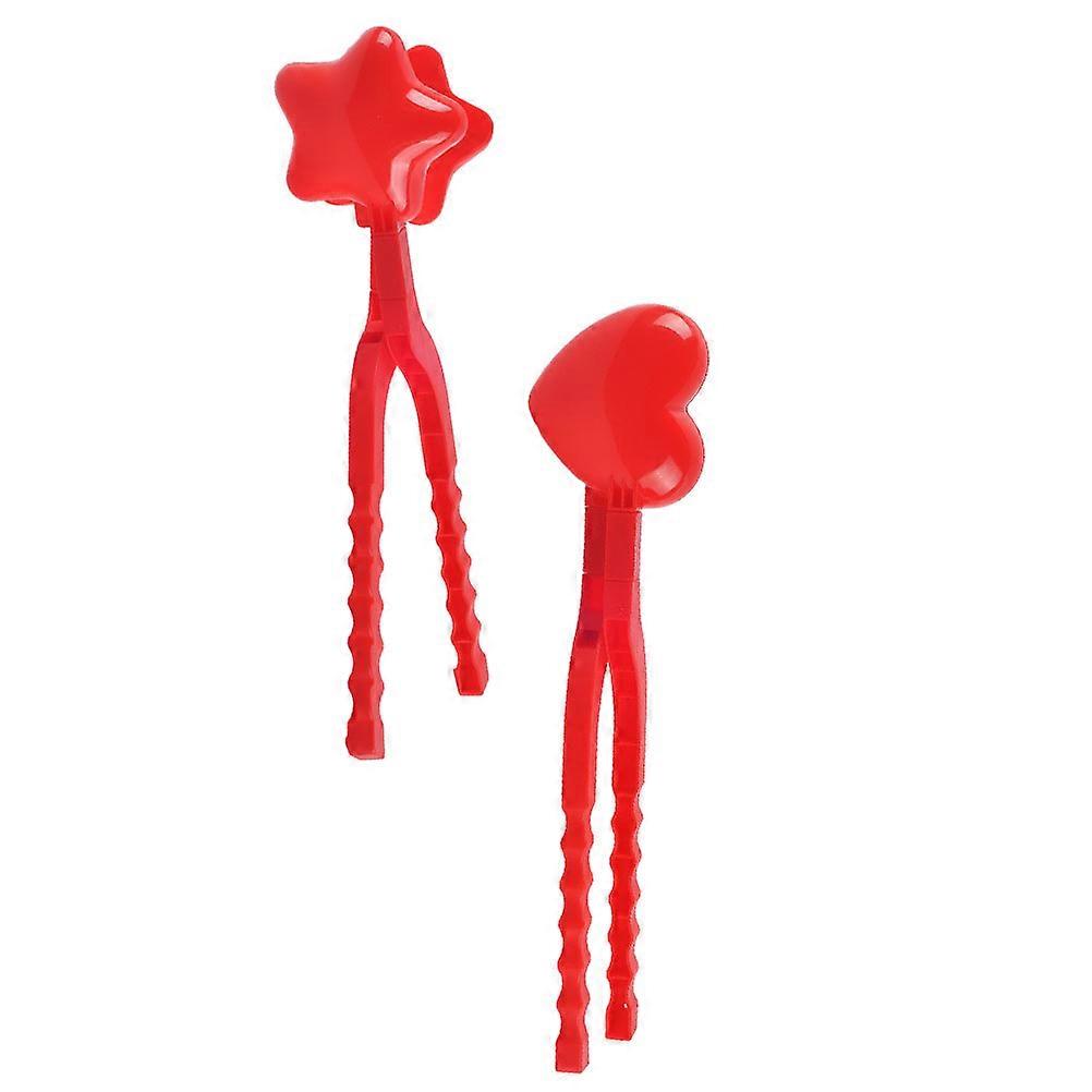 Kids Snowball Making Supplies For Fun Winter Snow Fights Red Plastic Clamp Tool 2Pcs