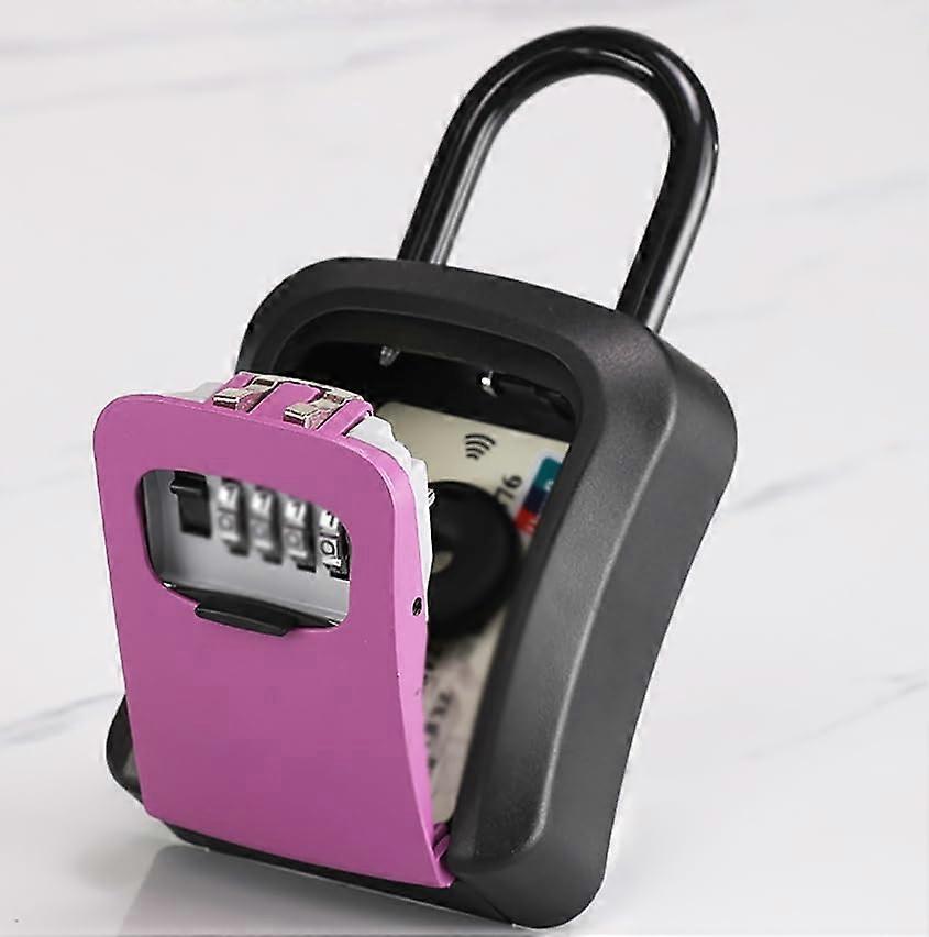 Key Safe, Combination Key Safe With Resettable 4-Digit Code, Wall-Mount, 95 x 114 x 45 mm, Purple