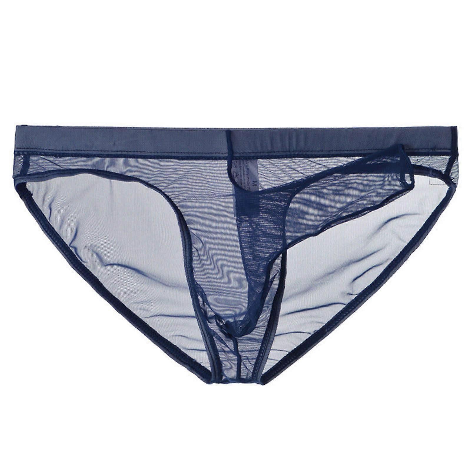 Men's Exotic Apparel Open Front Design Briefs For Daily Wear Home Party Casual Spring Summer Underwear Dark Blue Size L