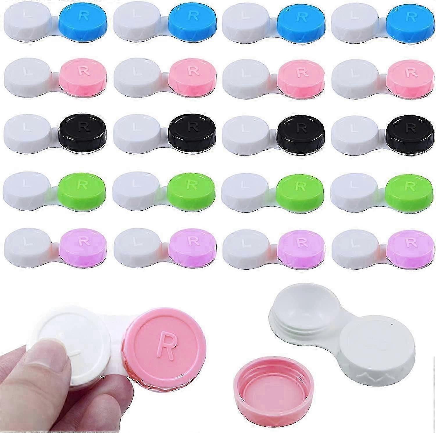 Portable Contact Lens Double Plastic Box (Random Color) 20 Pieces