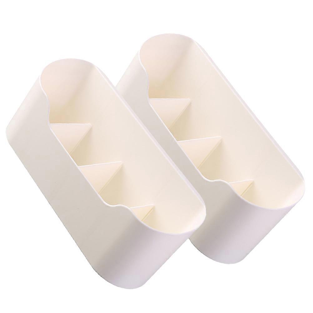 Multi-Functional Handled Container Box Hanging Storage Basket for Kitchen Use Beige Hips Material 2Pcs
