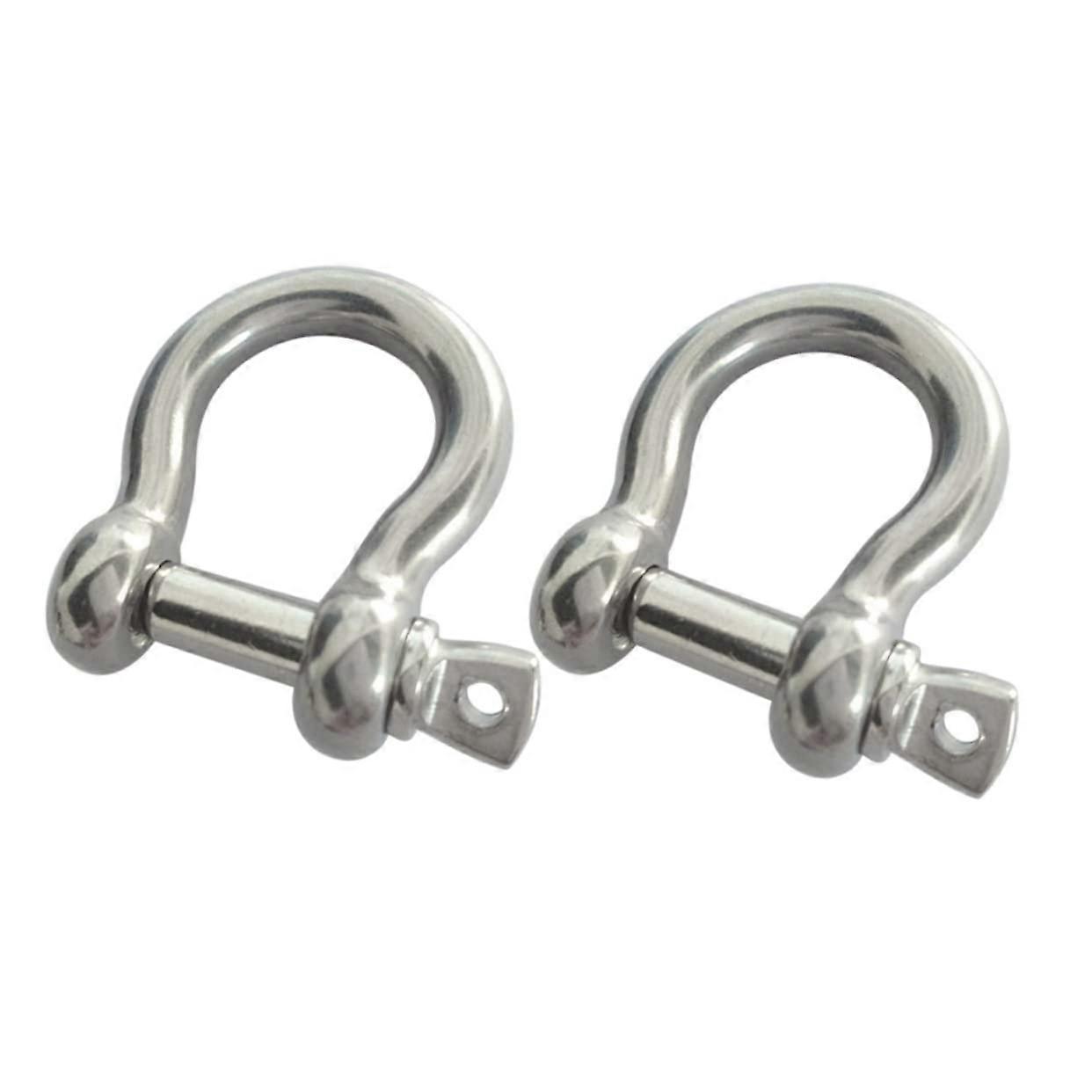 2 Pack Stainless Steel Bow Shackles M5 with Screw Pin for Rigging, Lifting and Heavy Load Secure Attachments