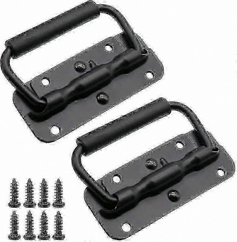 2pcs Folding Crate Handles, 100mm Metal Box Handle for Storage Containers