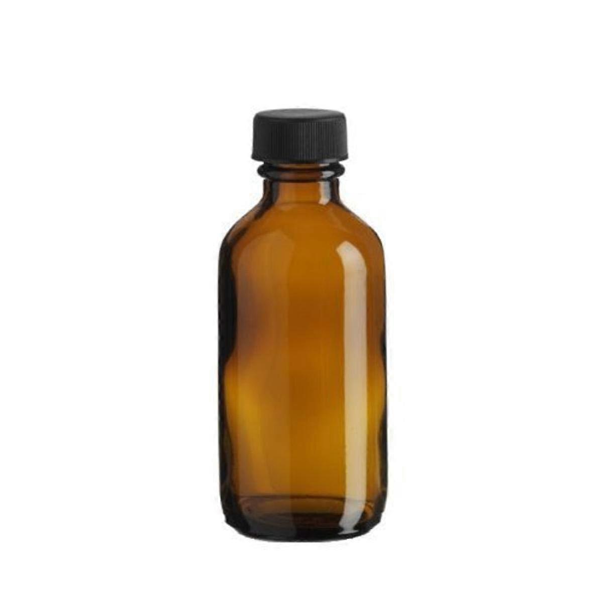 22OBRAPC0080ZT 2 Oz (60 ml) AMBER Boston Round Glass Bottle with Cap (Pack of 80)