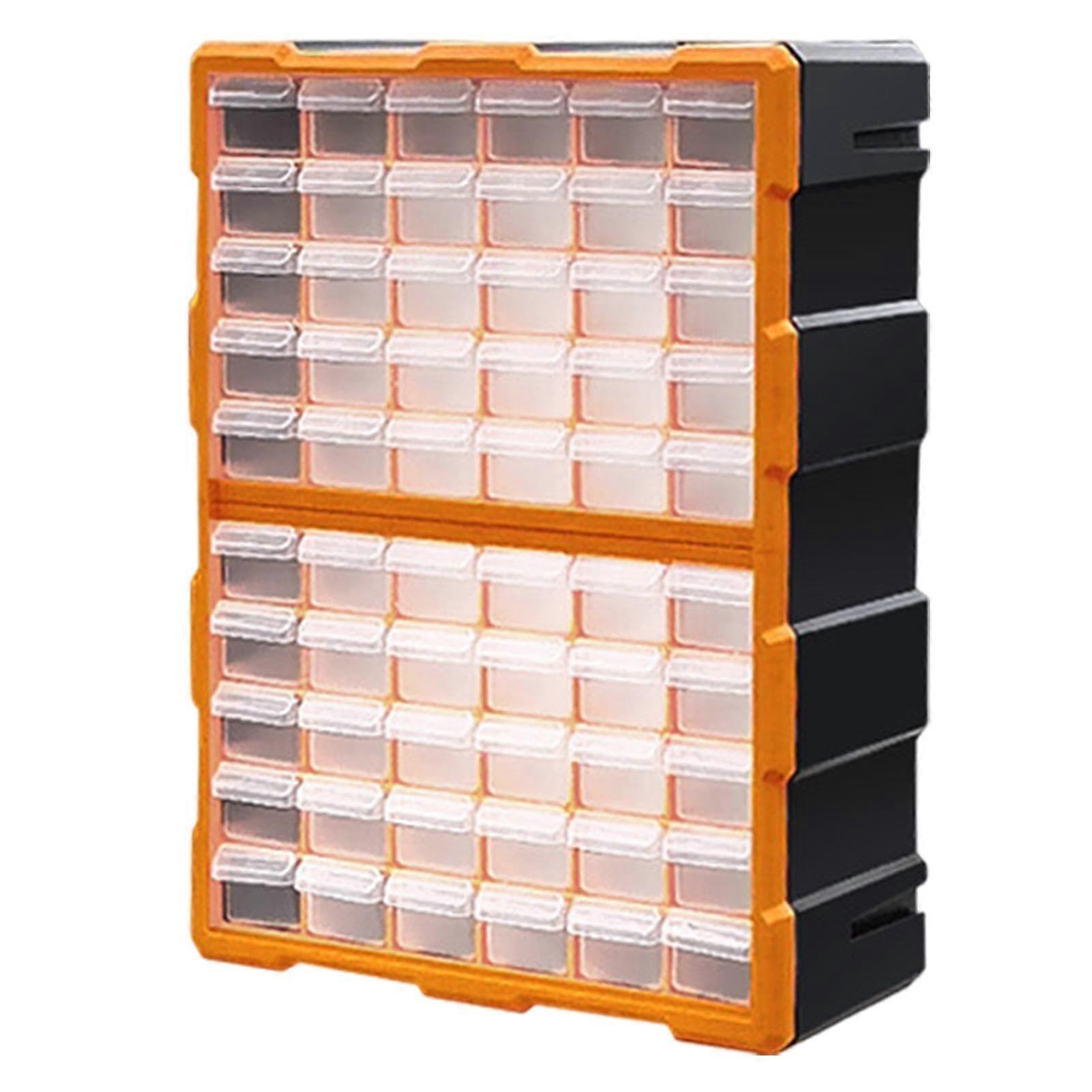 Small parts organizer with 60 compartments, secure locks for teachers, toolbox for hobbyists orange 1