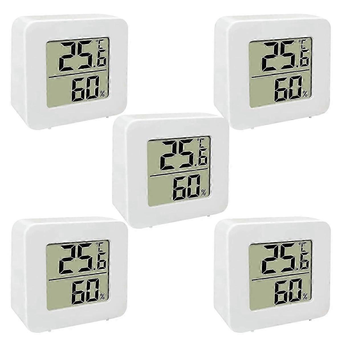 5 Pack Digital LCD Thermometer Hygrometer, Indoor Room Temperature Humidity Monitor with Wall Mount
