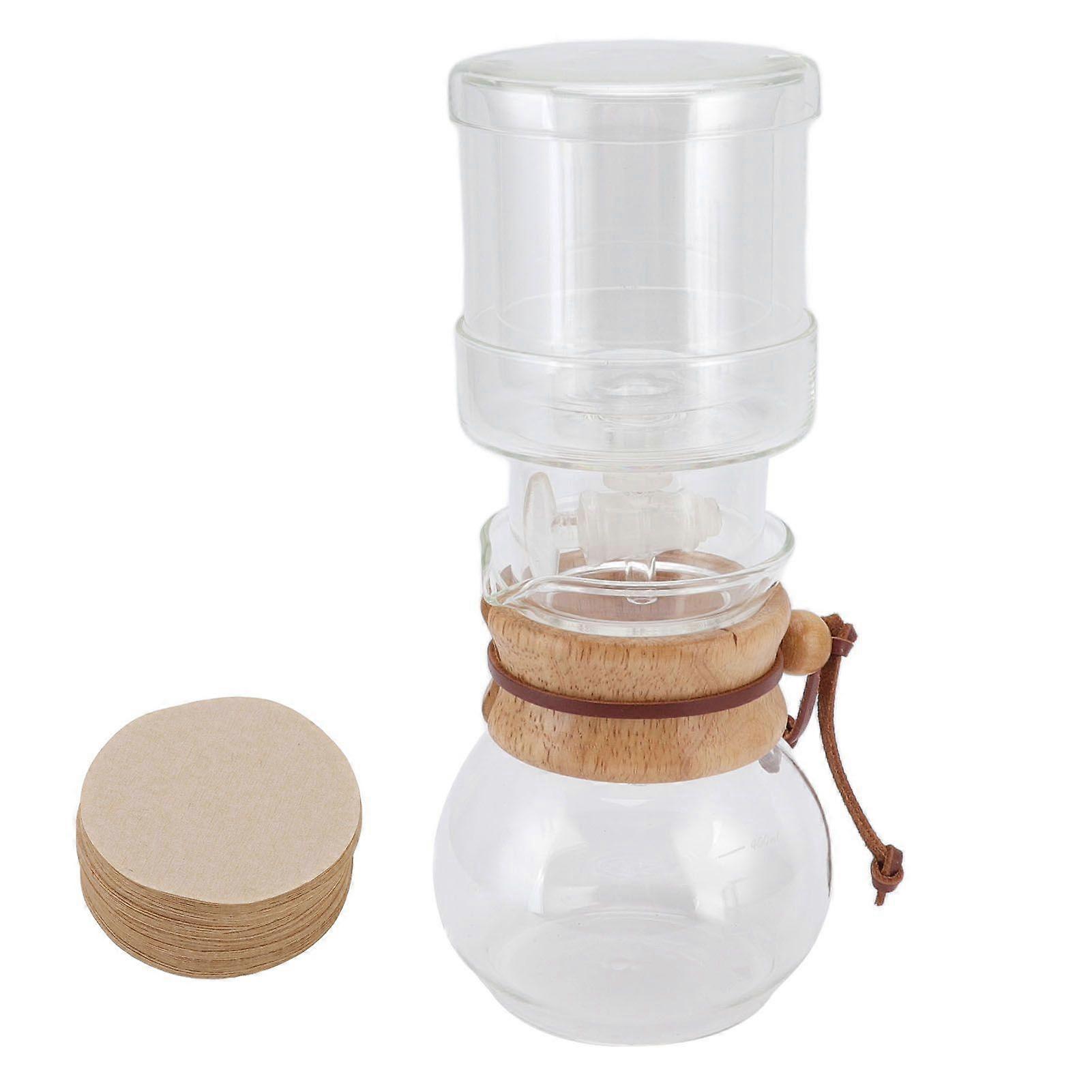 Adjustable Glass Drip Coffee Maker, Pour Over Coffee Maker with Iced Brew Milk, 400ml