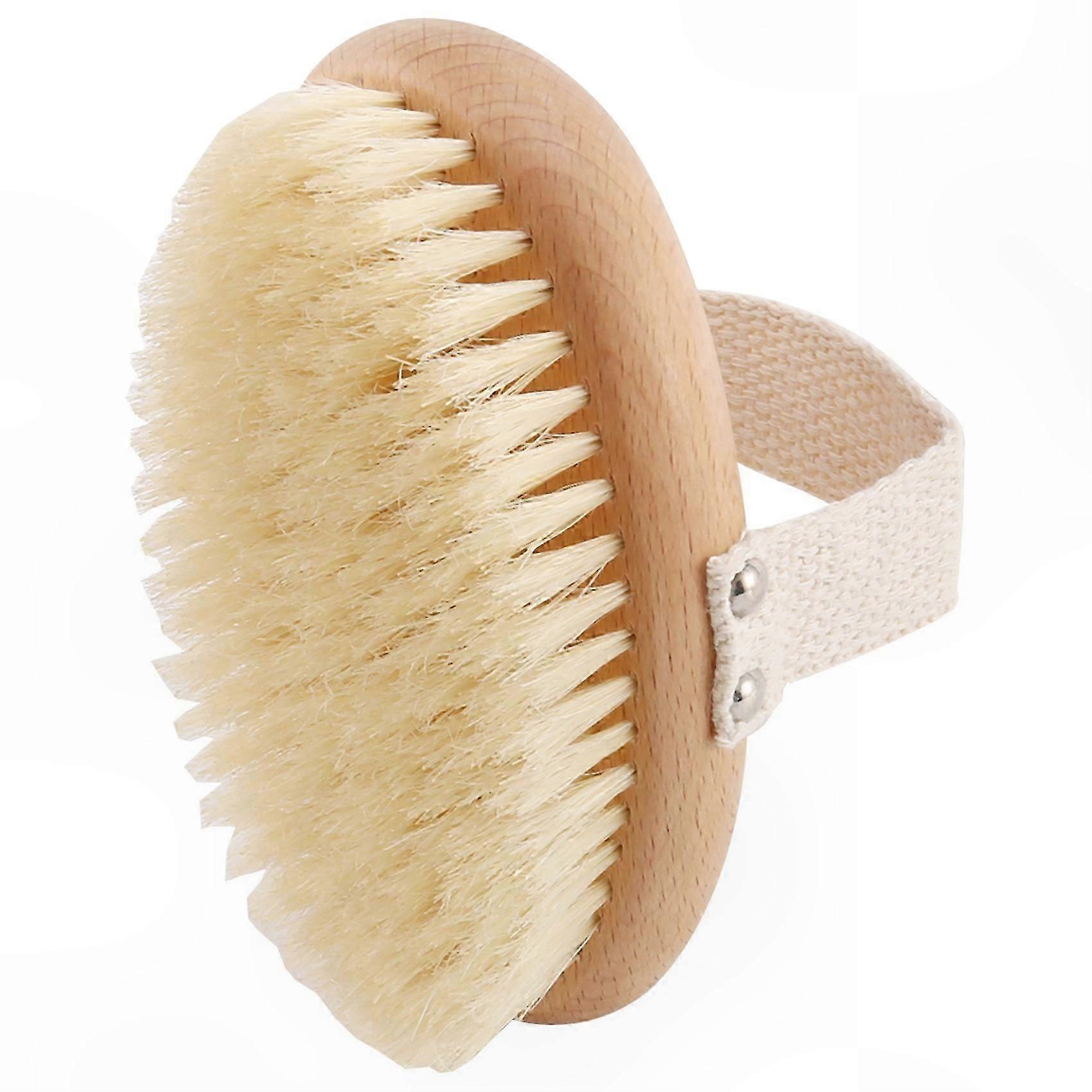 Natural Boar Bristle Exfoliating Body Brush for Dry Brushing, Shower Use, and Anti-Aging Support