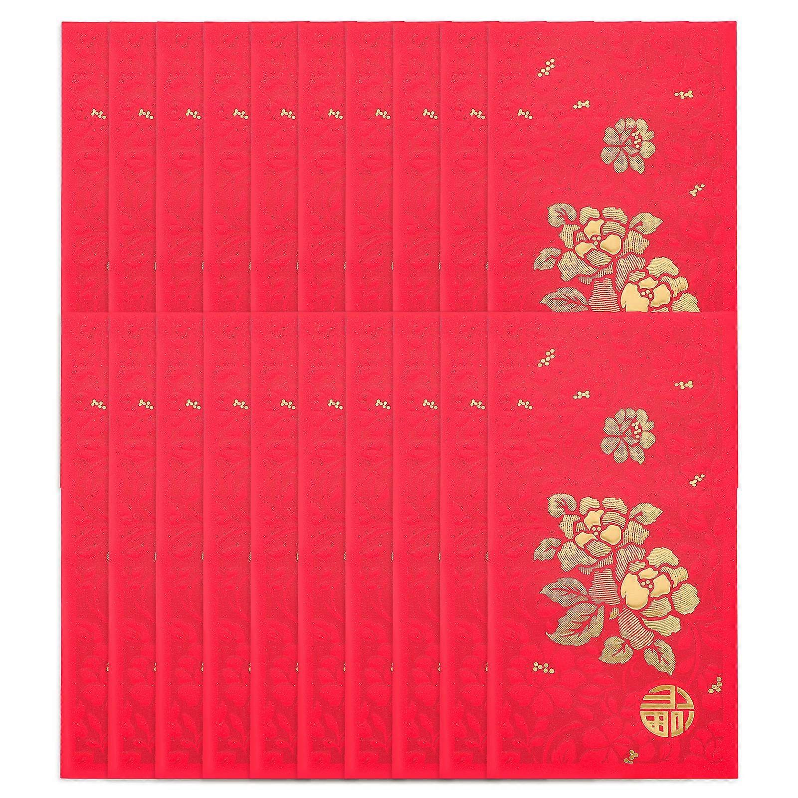 Traditional Chinese Red Envelopes Festive Occasions Rectangular Paper Wedding Gift 25Pack