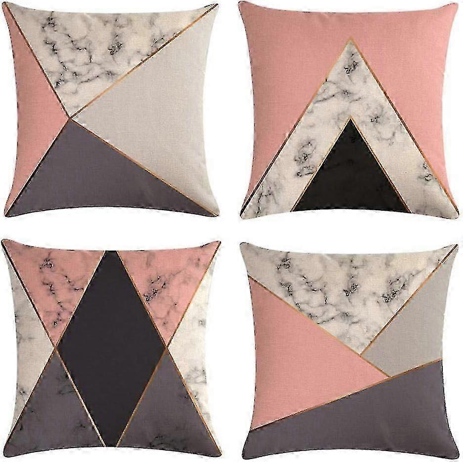 Cush Covers Set,rative Marble Ometric Pattern Throw Case Sofa Beds Chs 18x18in