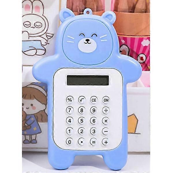 Portable Cute Bear Style 8-Digit Calculator Cartoon Calculator with Rubber Buttons, Blue