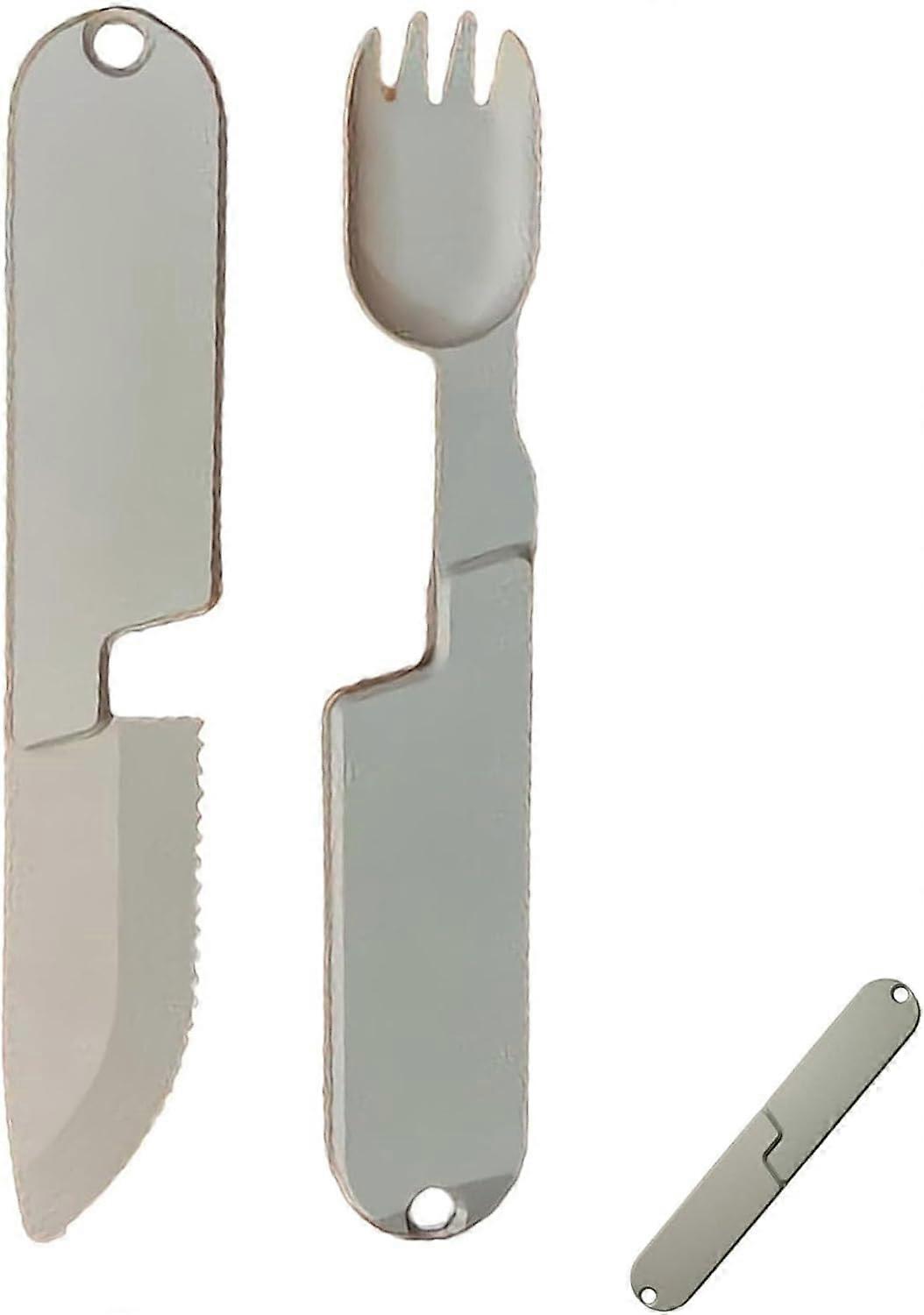 2 In 1 Camping Eating Utensils Set Detachable Wilderness Fork Spoon Tool Magnetic Reusable Knife Fork Fishing Hiking
