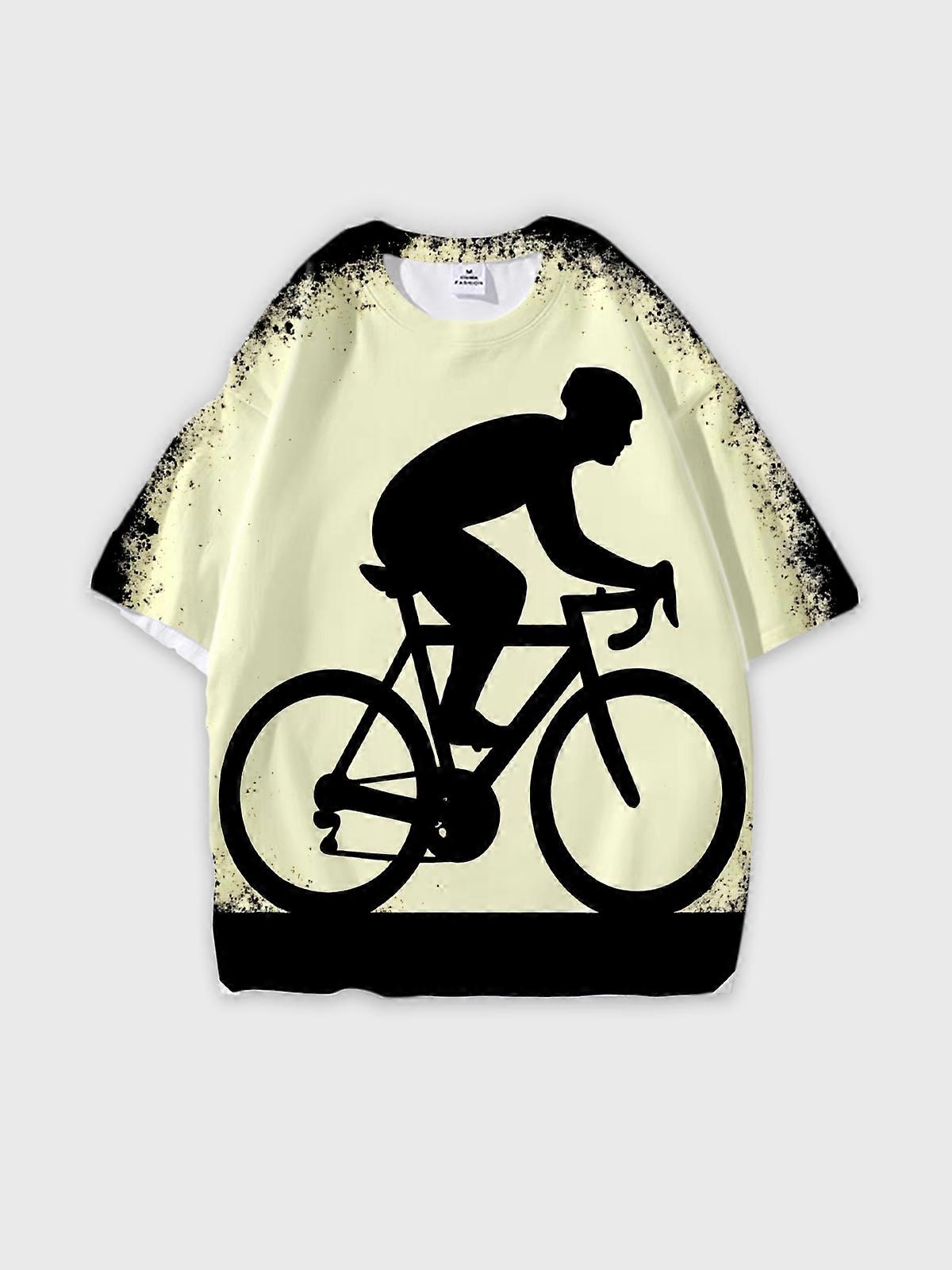 T-Shirt Round Neck, Loose Short Sleeve Pattern Graphic Tee, Unisex Summer Casual Top V3655