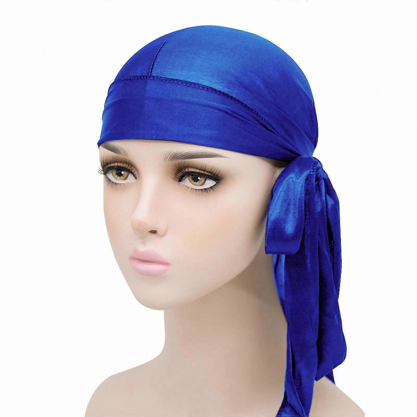 Soft Elastic Durag Caps for Men & Women, Comfortable Head Wrap with Long Tail Scarf