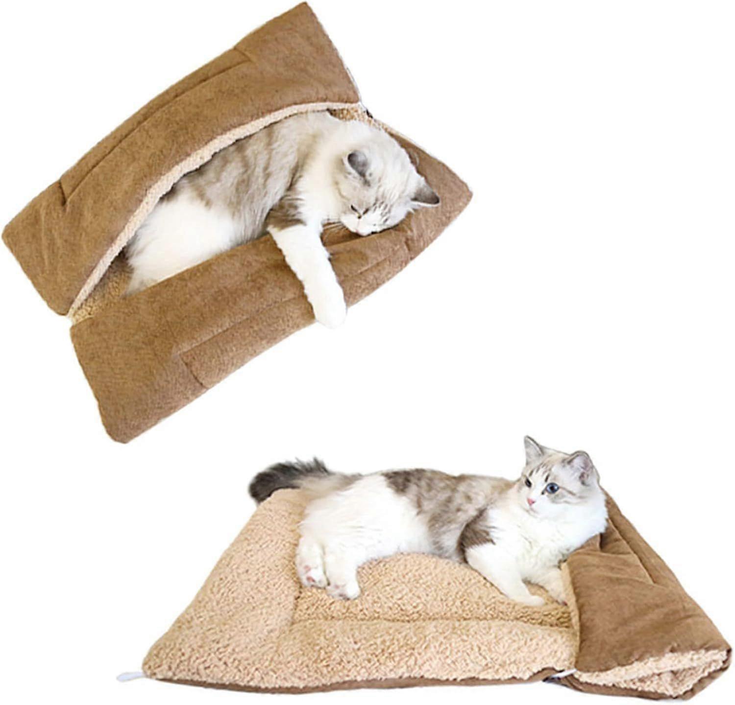 Cat Bed Washable 2 in 1 Cat Bed Plush Soft Sleeping Cat Sofa